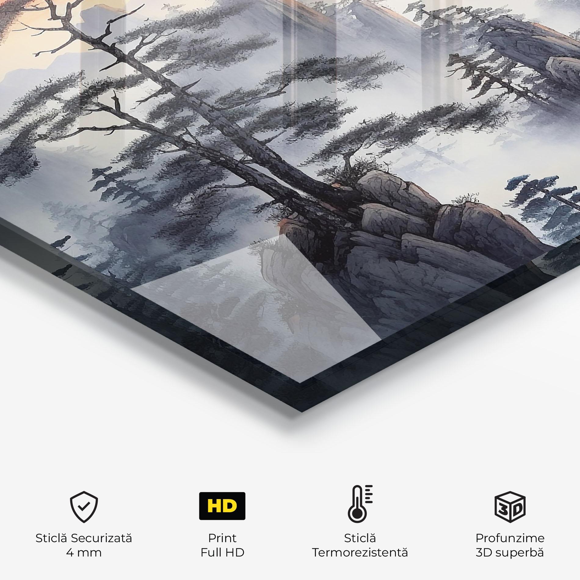 Panou Sticla Bucatarie Fog Trees mockup 2