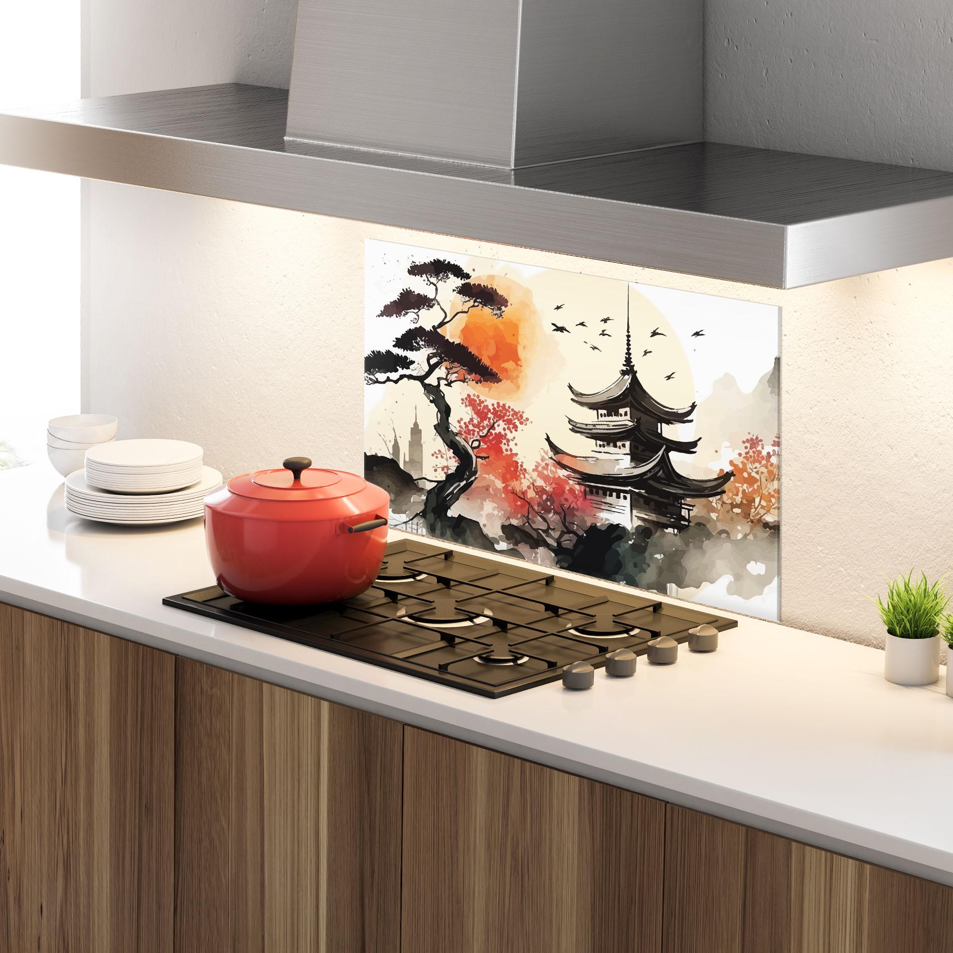 Panou Sticla Bucatarie Asiatic Beautiful View mockup 4