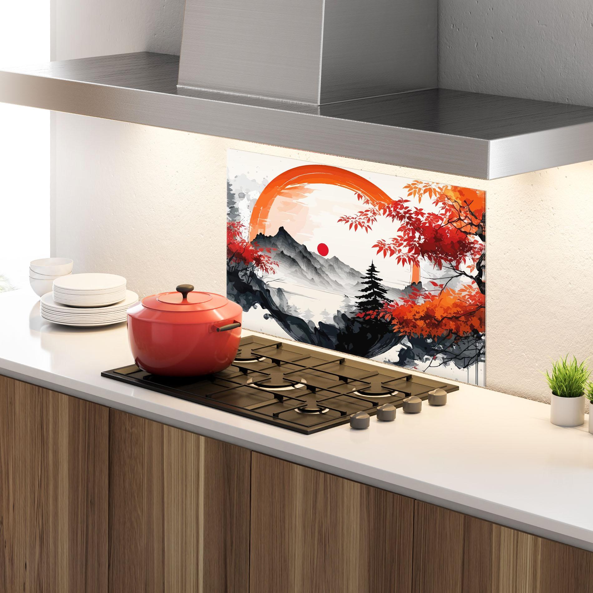 Panou Sticla Bucatarie Asiatic Grey Montain mockup 4