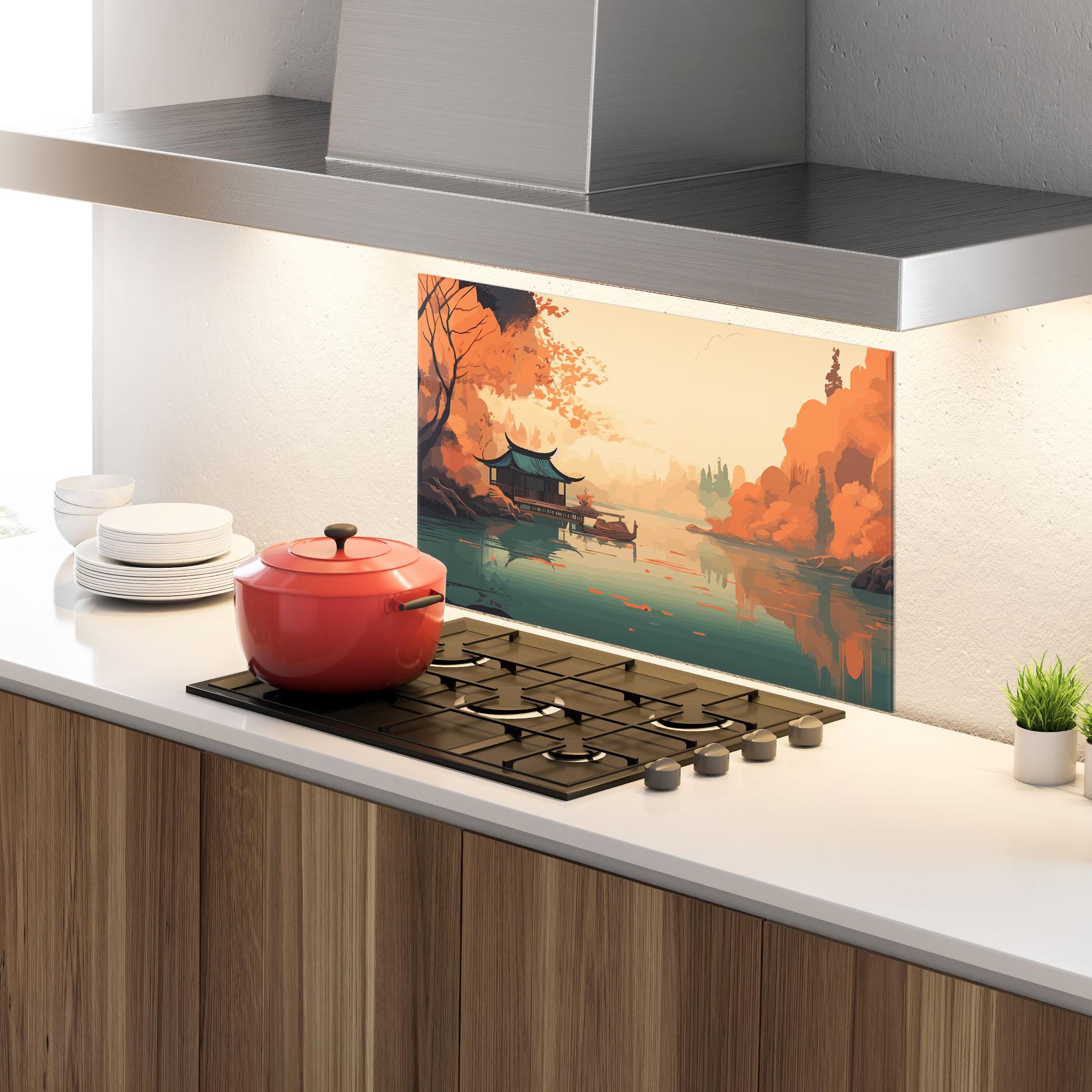 Panou Sticla Bucatarie Asiatic Lake mockup 4