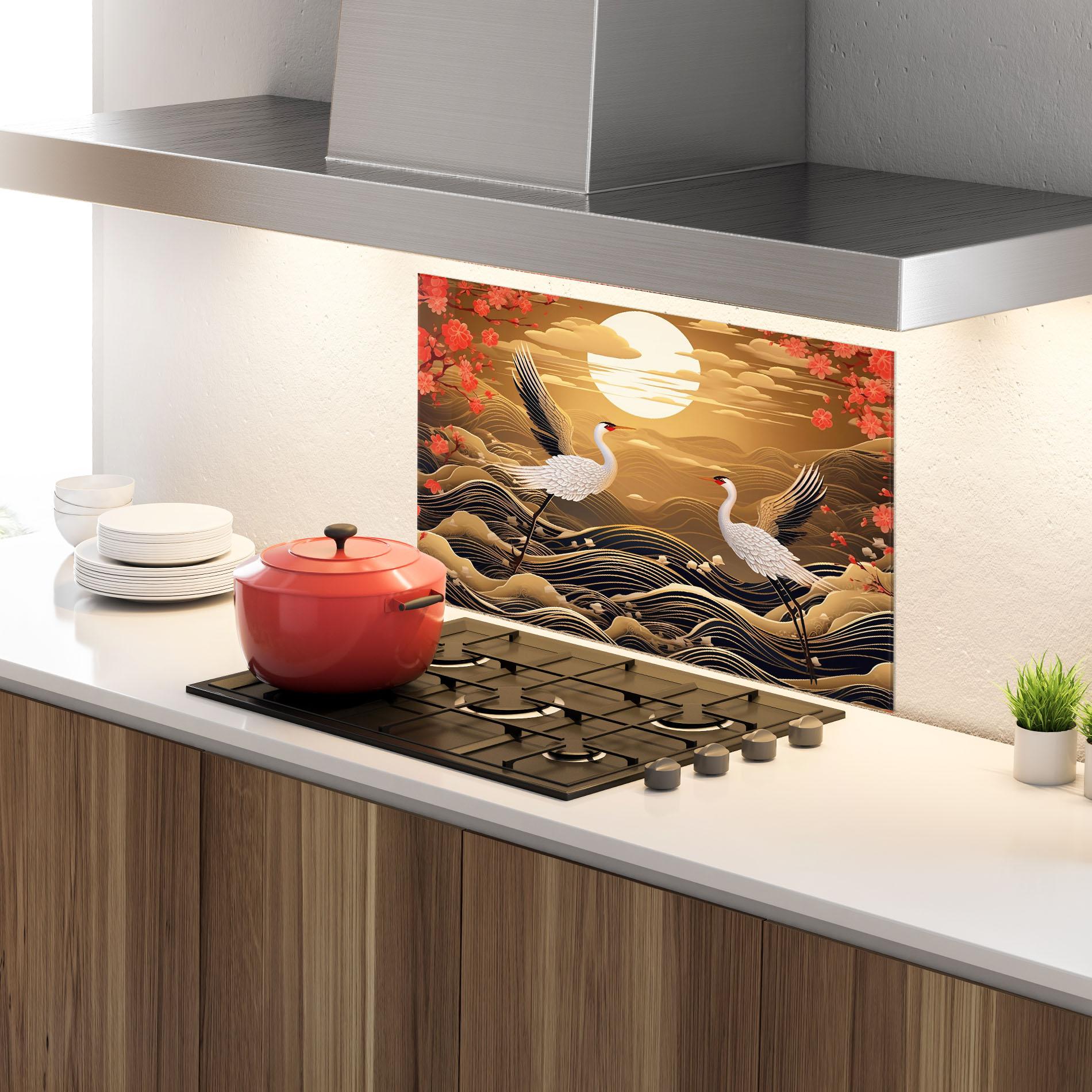 Panou Sticla Bucatarie Chinese Oil Painting mockup 4
