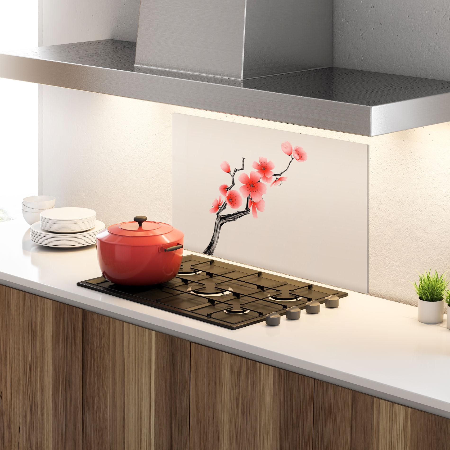 Panou Sticla Bucatarie Chinese Plum Blossom mockup 4