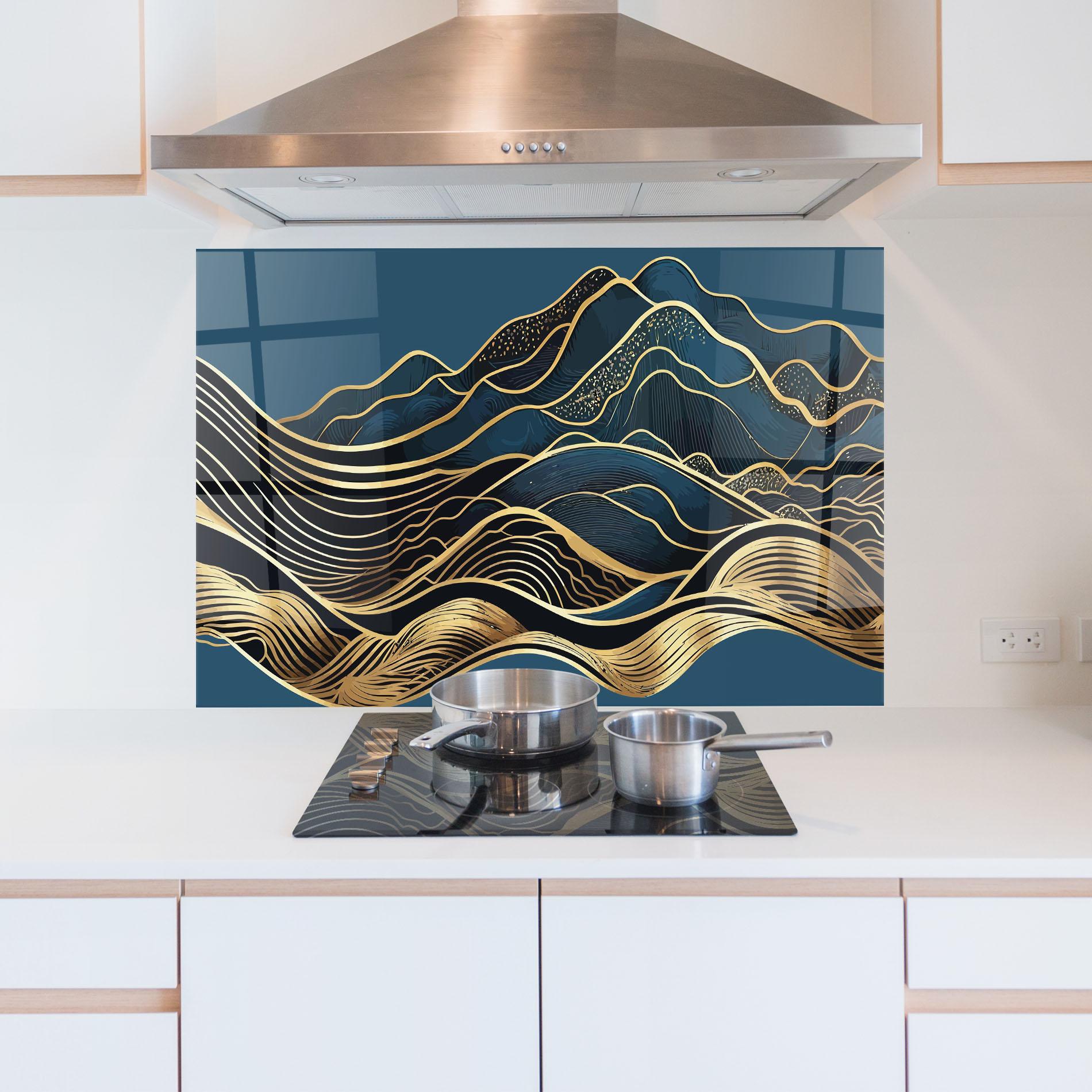 Panou Sticla Bucatarie Asiatic Blue Wave mockup 5