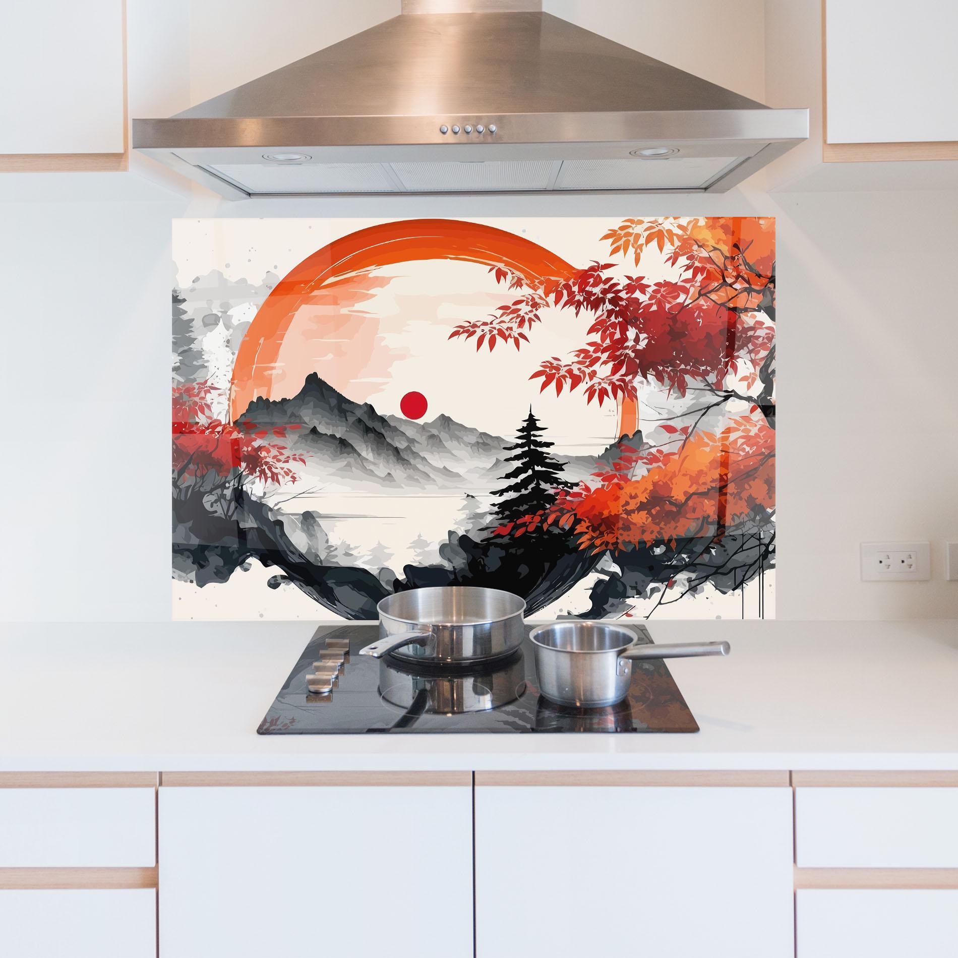 Panou Sticla Bucatarie Asiatic Grey Montain mockup 5