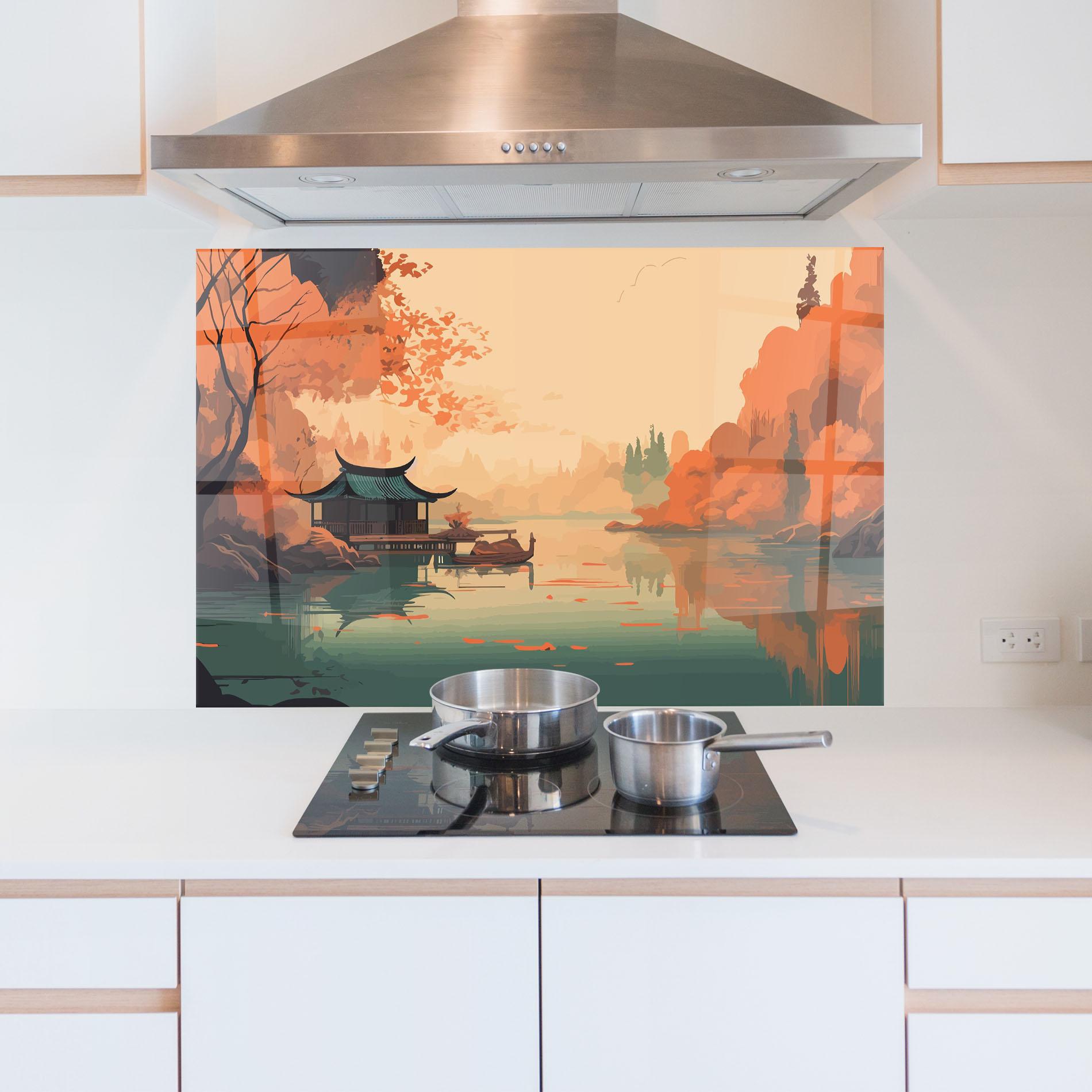 Panou Sticla Bucatarie Asiatic Lake mockup 5