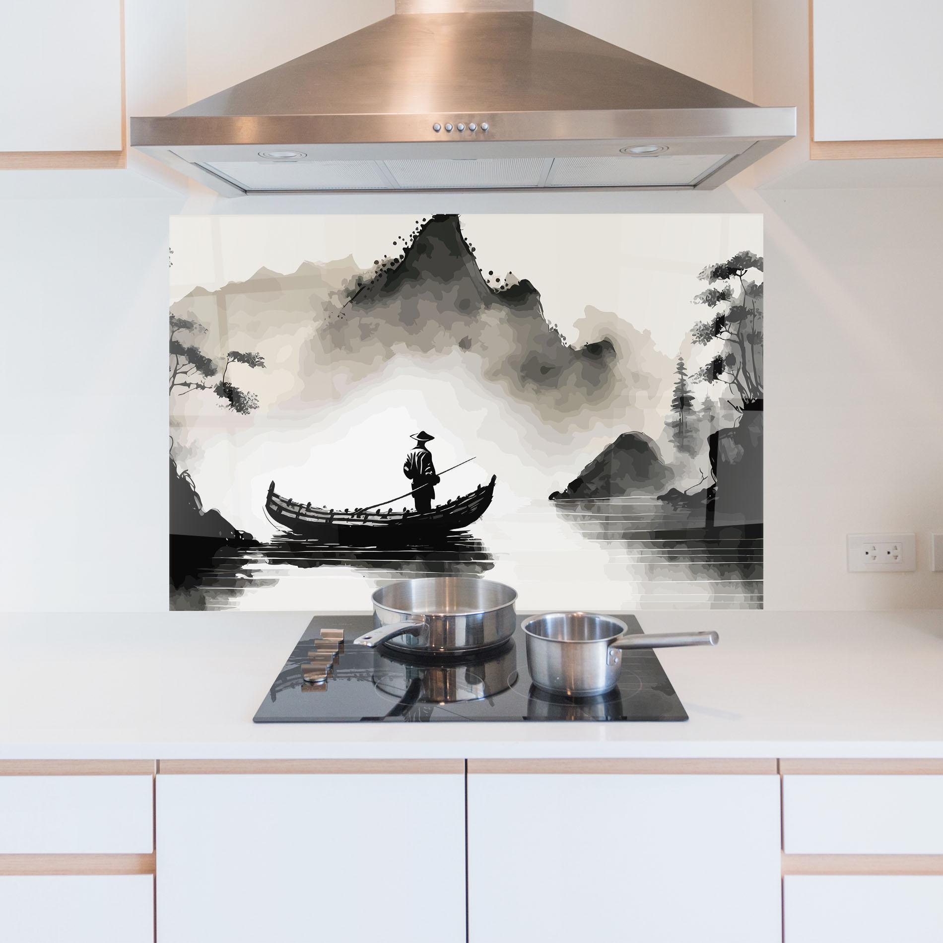 Panou Sticla Bucatarie Black Ink Boat mockup 5