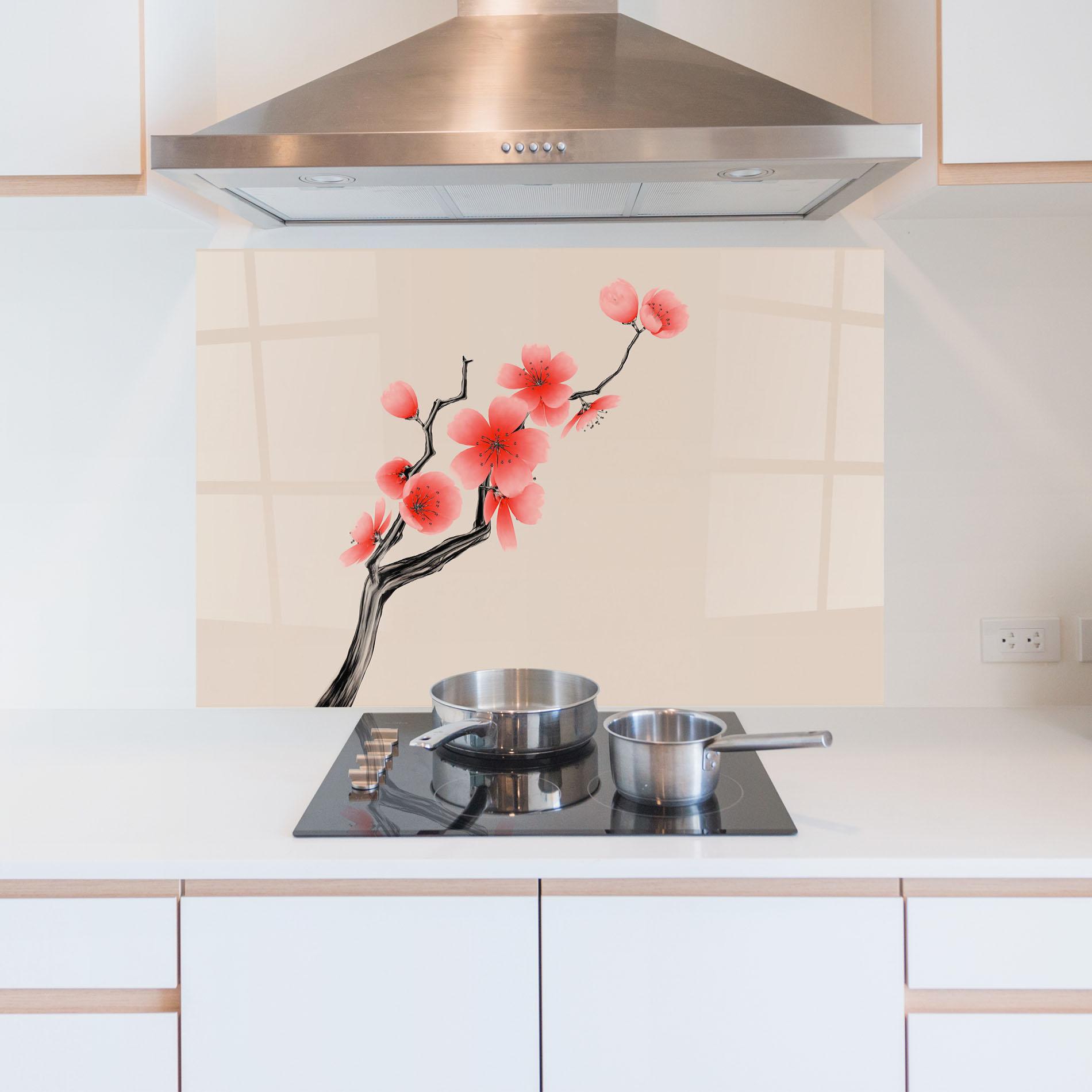 Panou Sticla Bucatarie Chinese Plum Blossom mockup 5