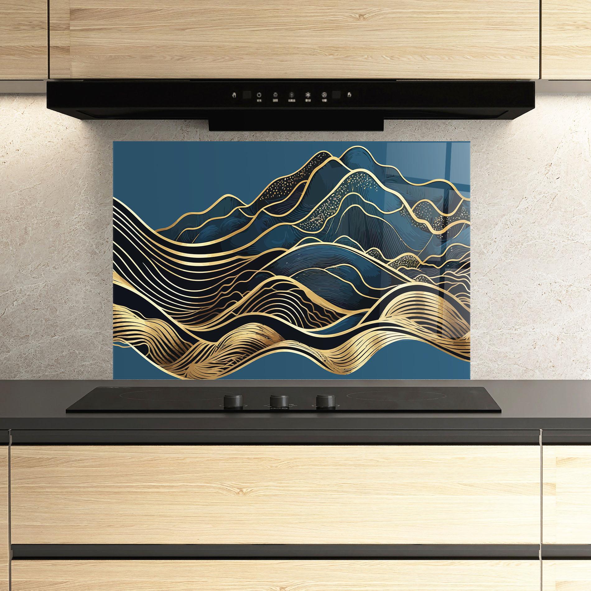Panou Sticla Bucatarie Asiatic Blue Wave mockup 3