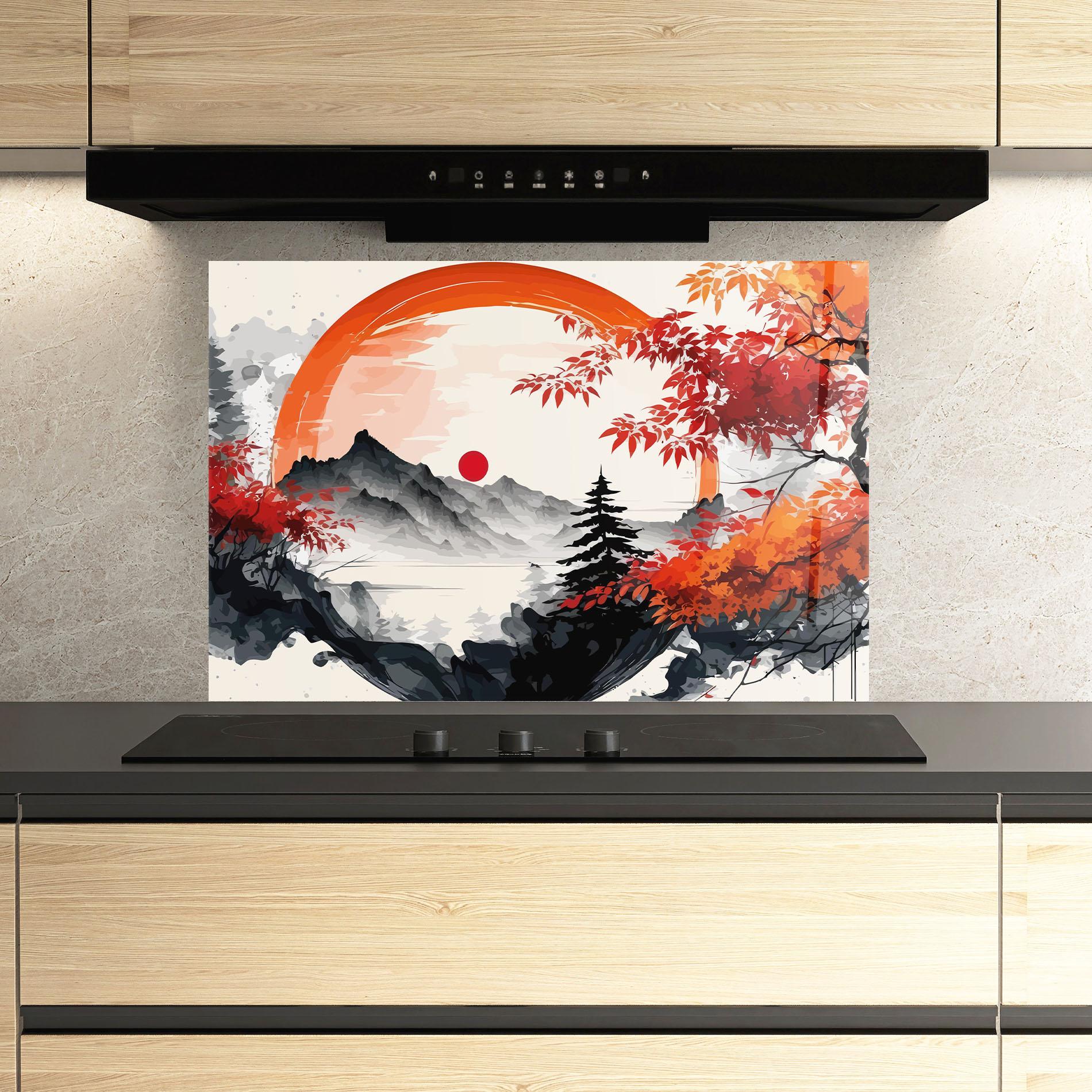 Panou Sticla Bucatarie Asiatic Grey Montain mockup 3