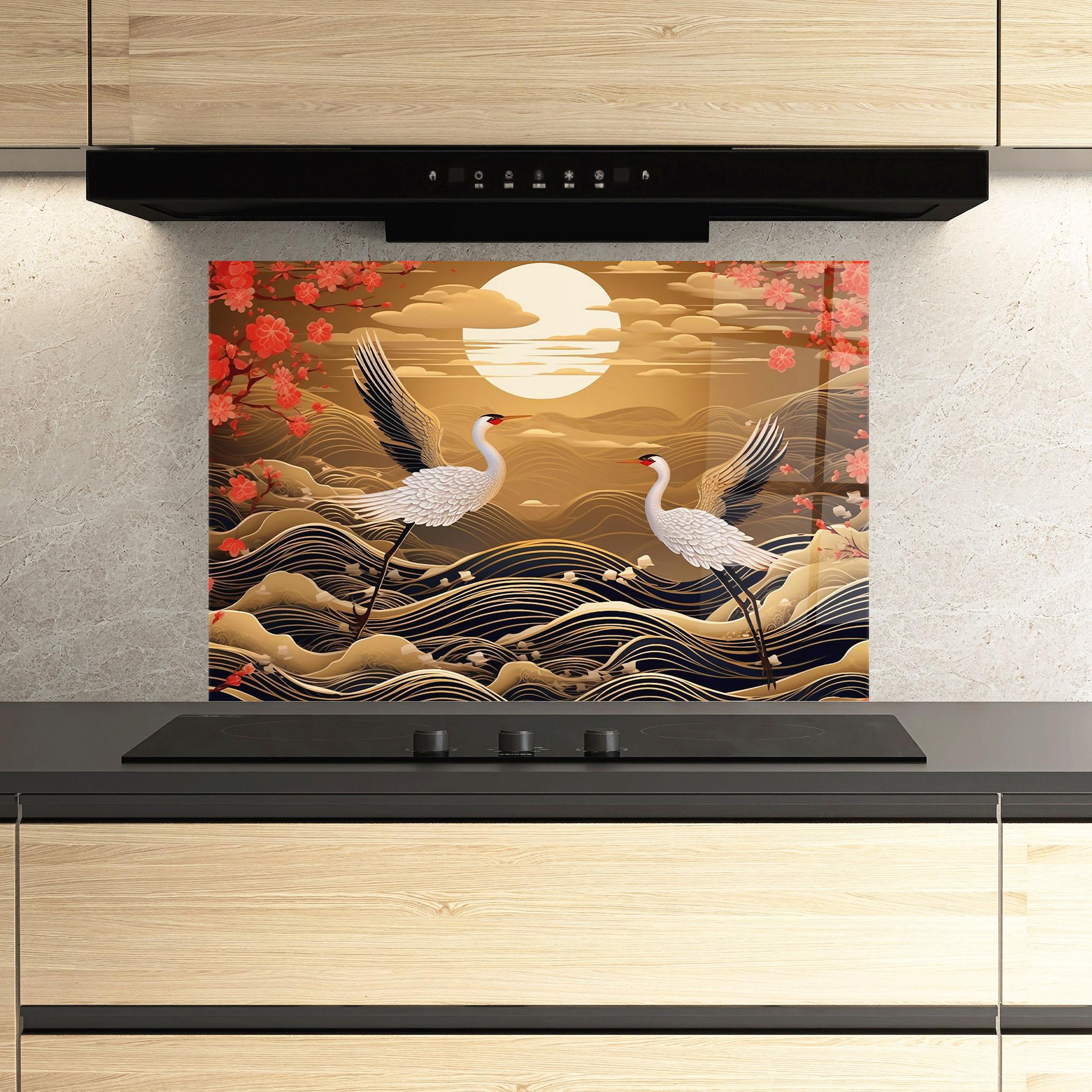 Panou Sticla Bucatarie Chinese Oil Painting mockup 3