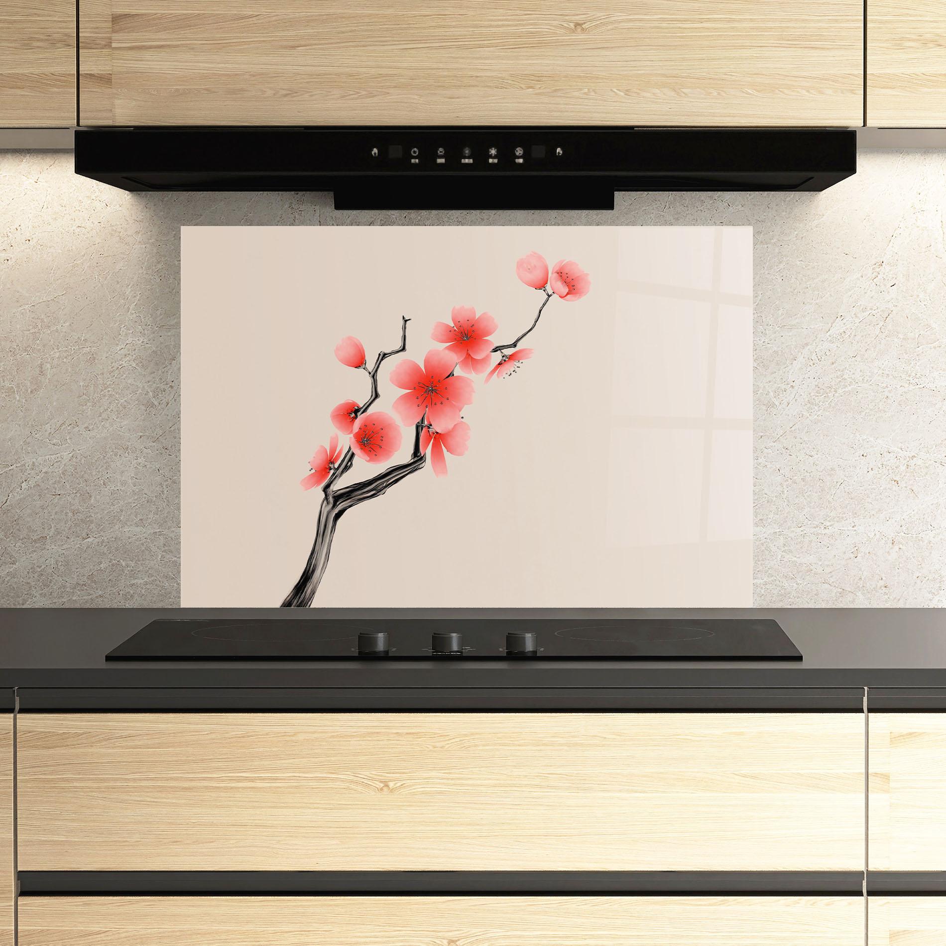 Panou Sticla Bucatarie Chinese Plum Blossom mockup 3