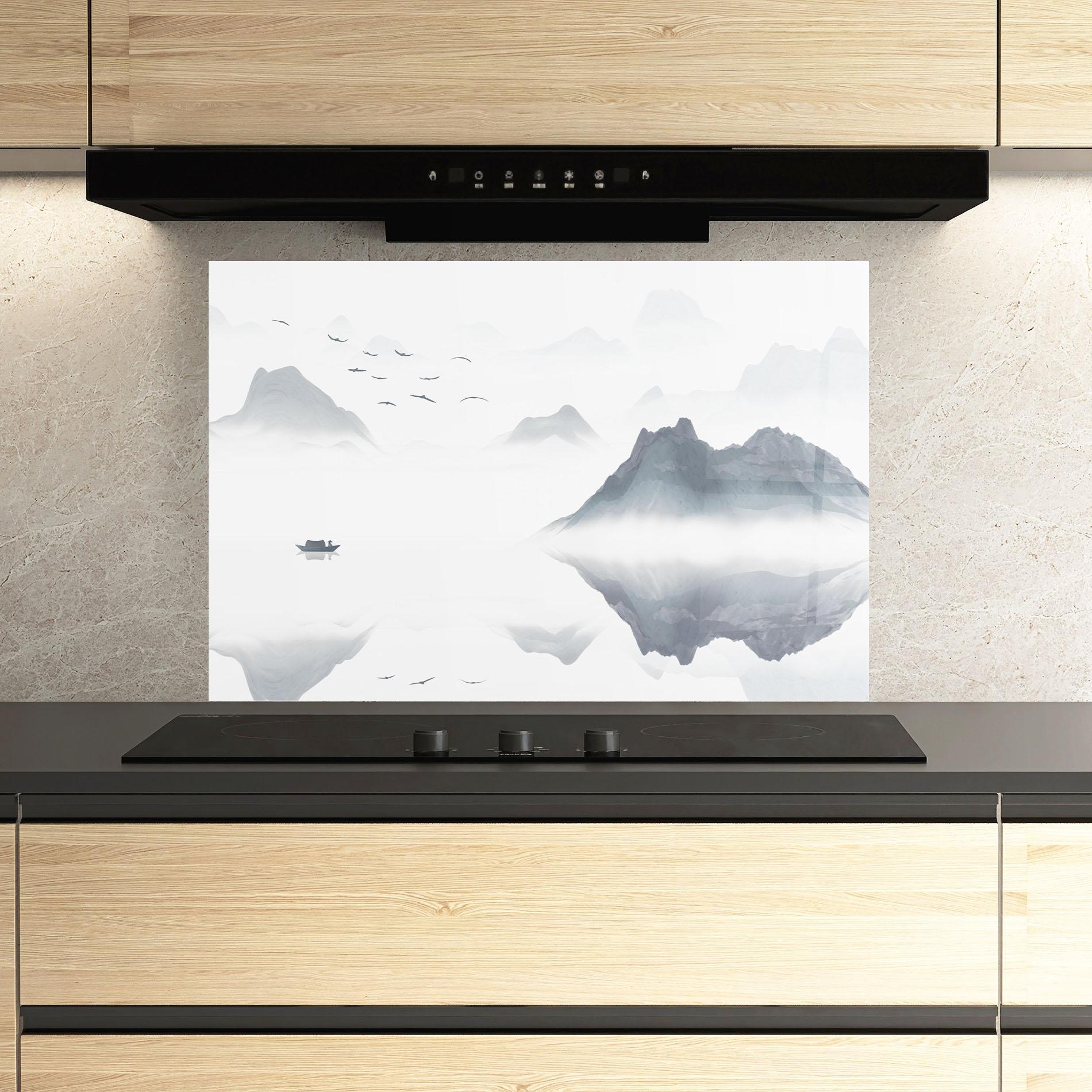 Panou Sticla Bucatarie Chinese Style Mountains mockup 3