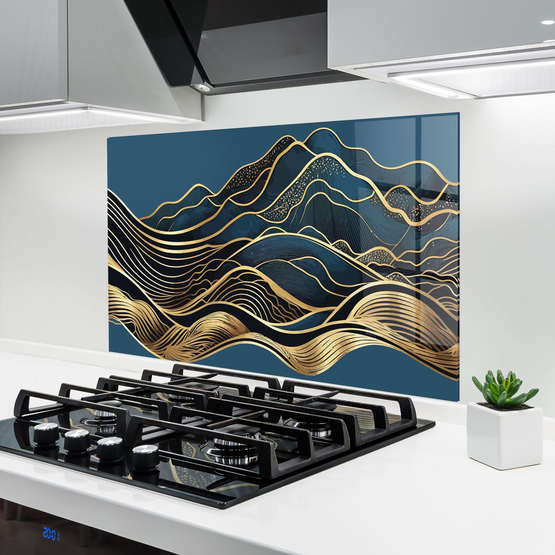 Panou Sticla Bucatarie Asiatic Blue Wave mockup 6