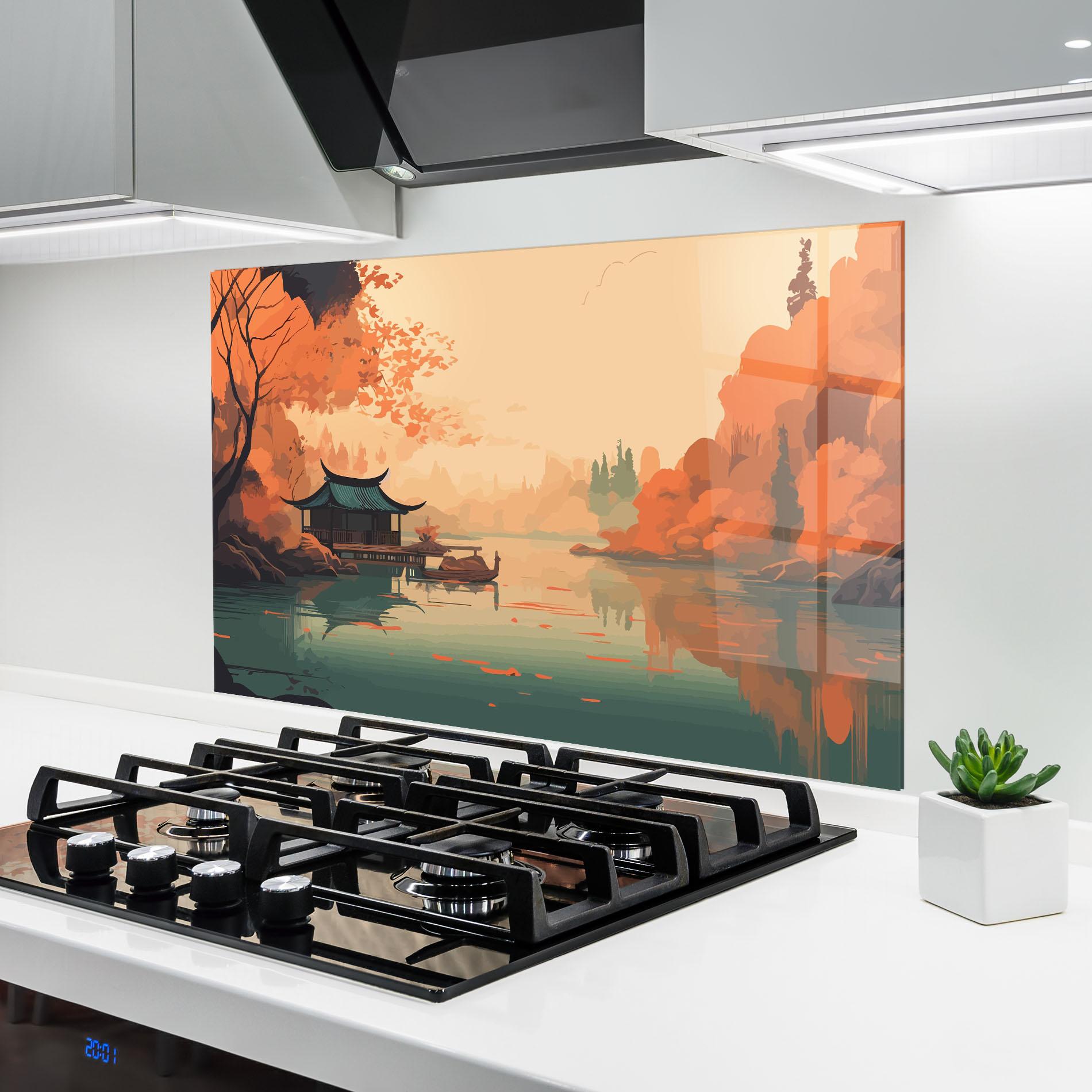 Panou Sticla Bucatarie Asiatic Lake mockup 6