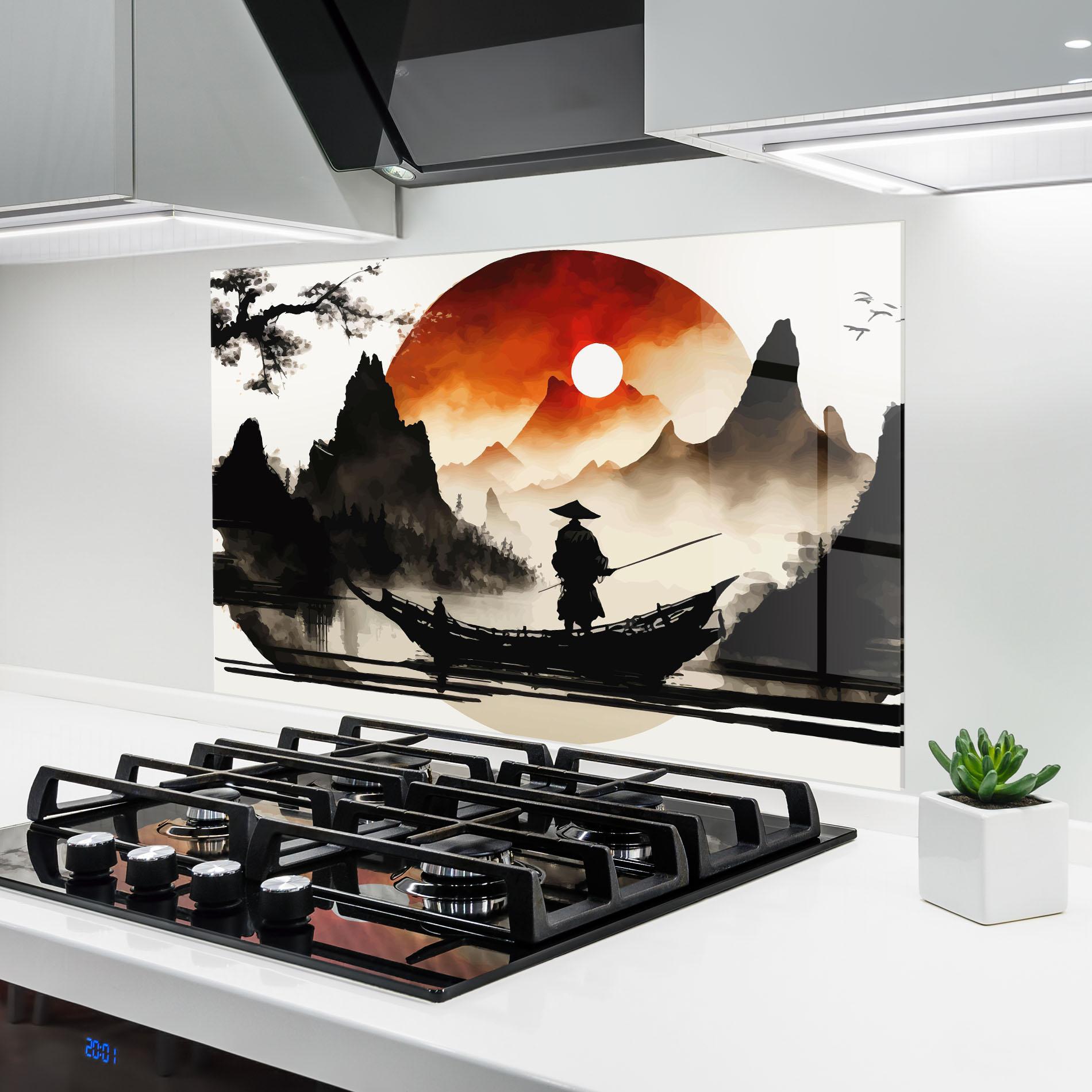 Panou Sticla Bucatarie Black Asiatic Boat mockup 6