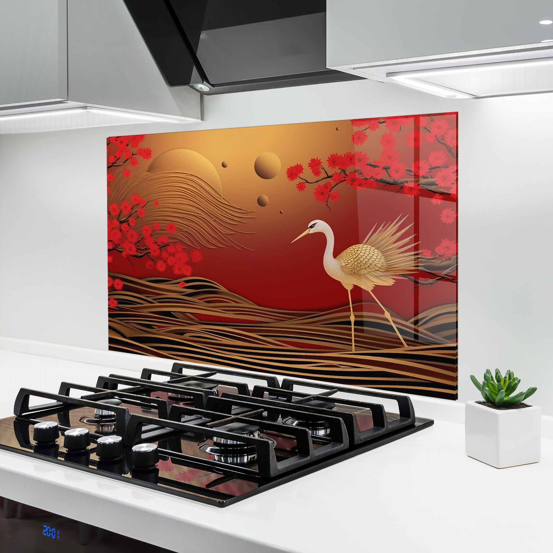 Chinese Bird On Red Gold mockup 6