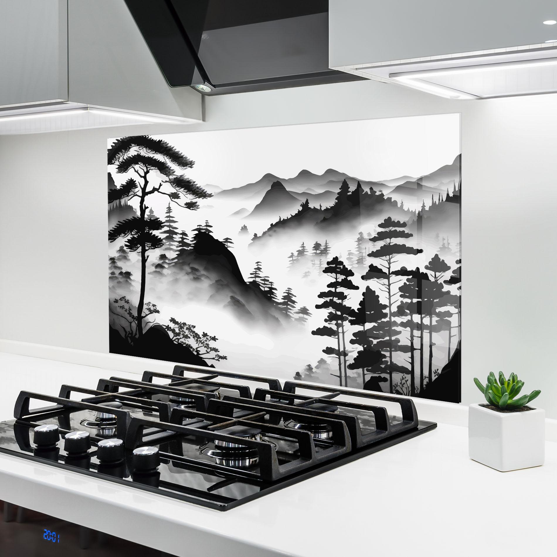 Panou Sticla Bucatarie Foggy Asiatic View mockup 6