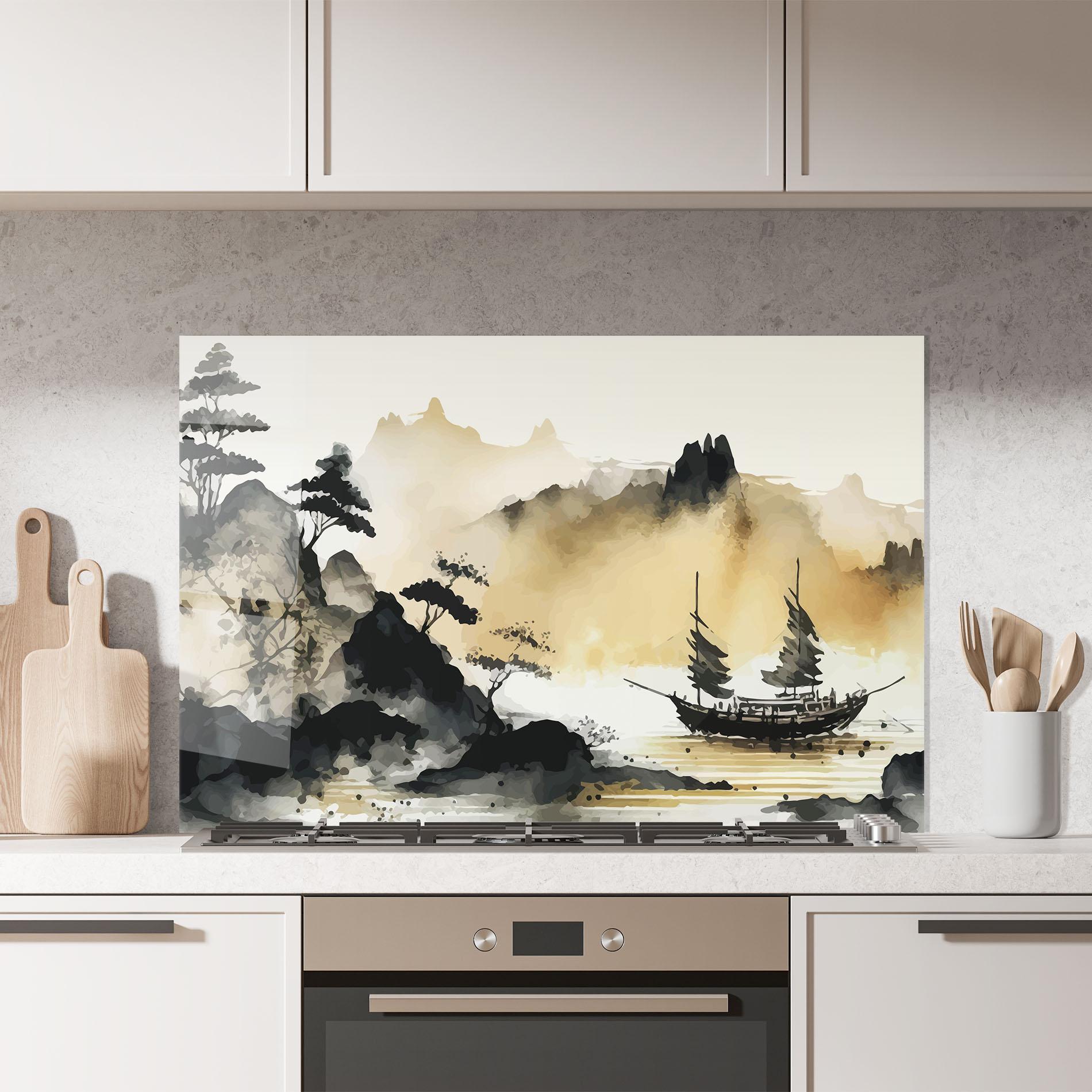 Panou Sticla Bucatarie Asiatic Grey Cream mockup 7