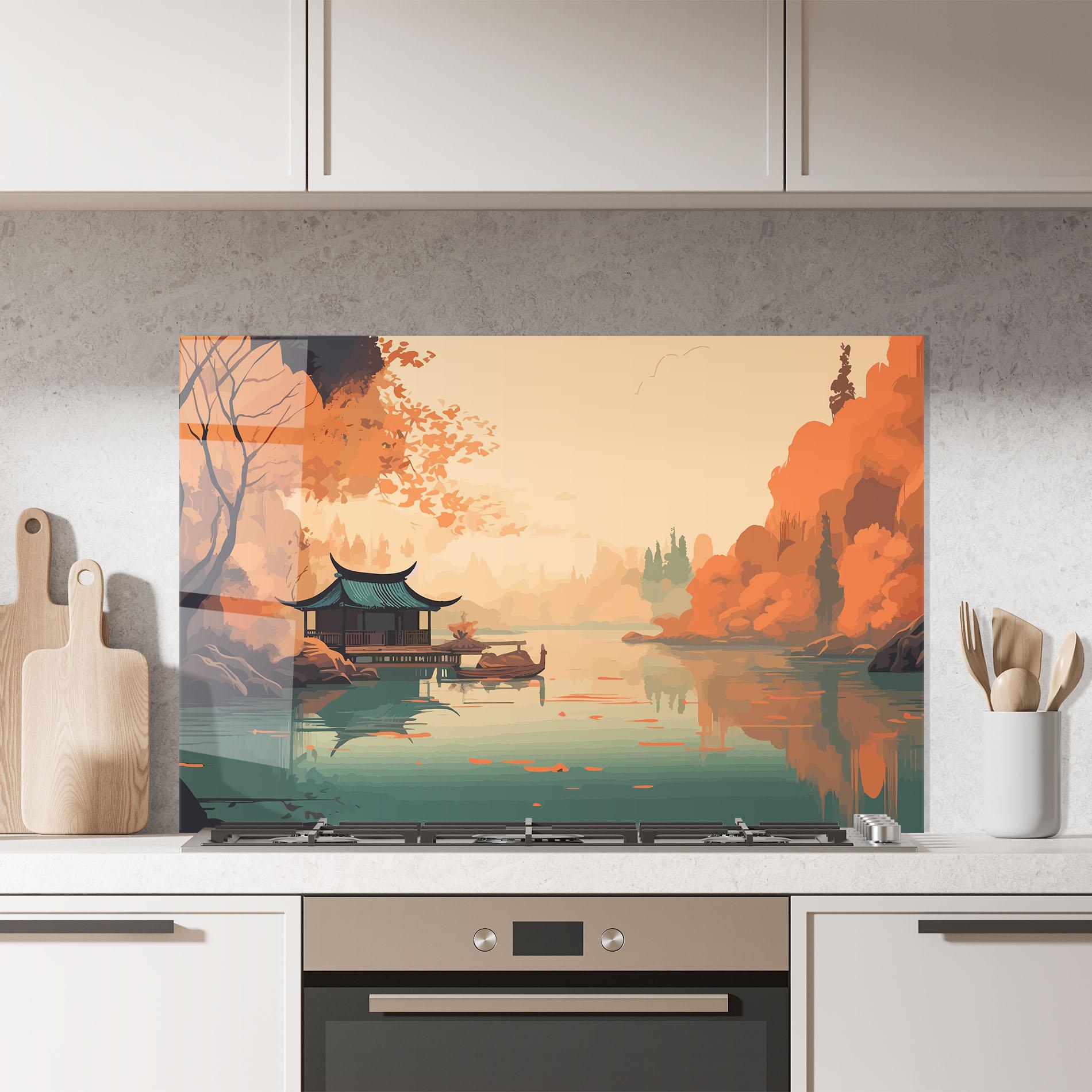 Panou Sticla Bucatarie Asiatic Lake mockup 7