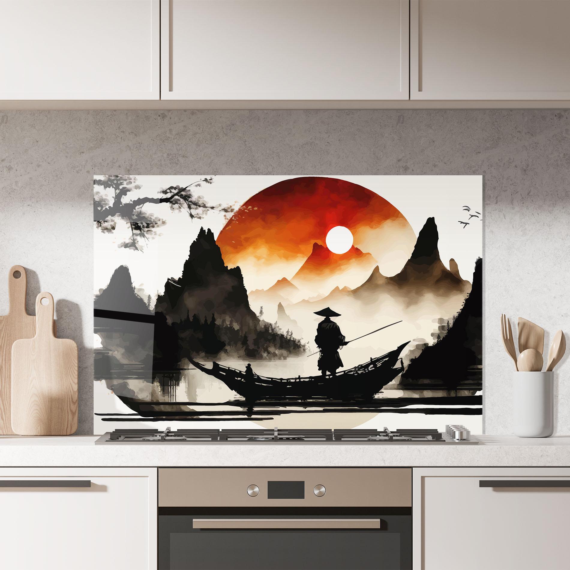 Panou Sticla Bucatarie Black Asiatic Boat mockup 7