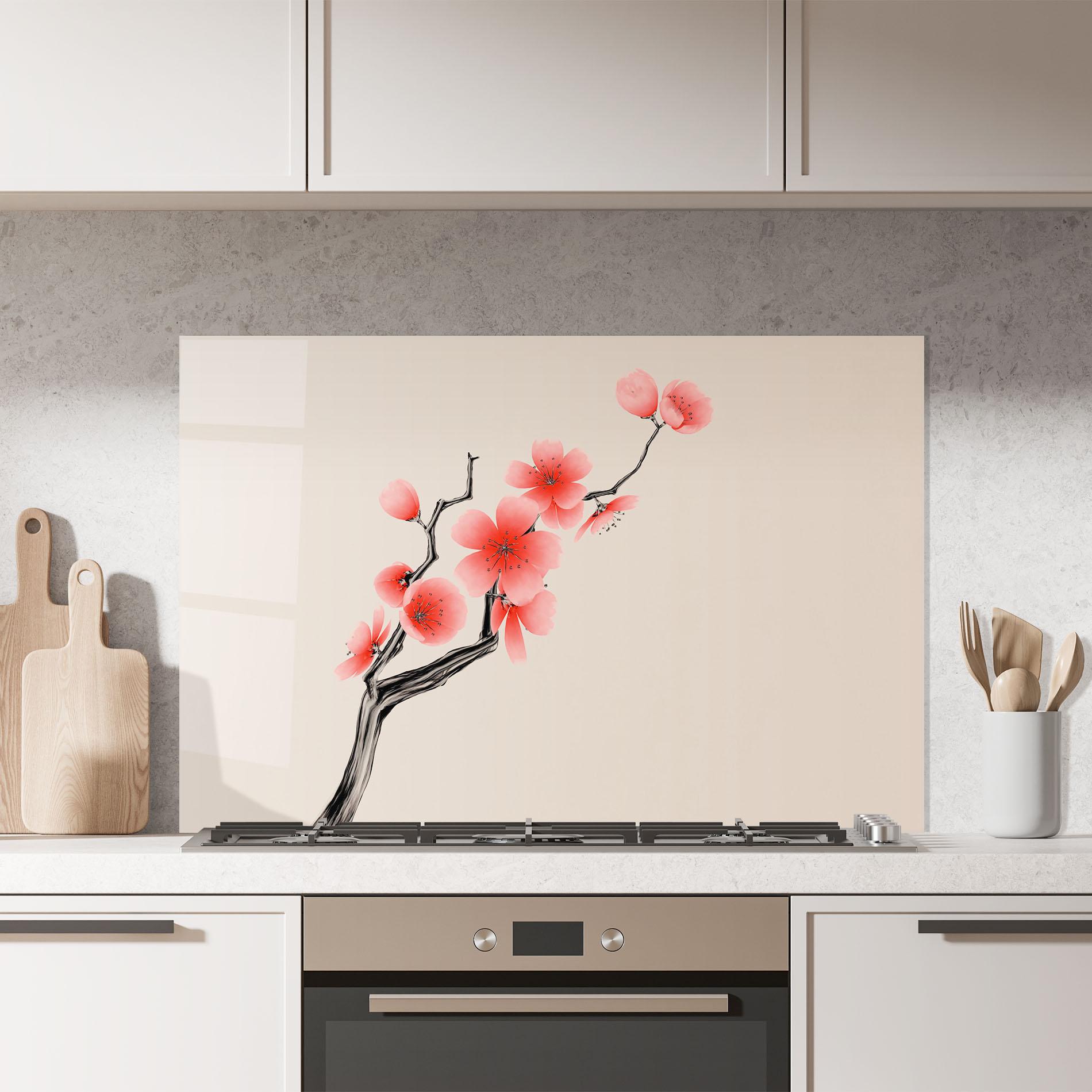 Panou Sticla Bucatarie Chinese Plum Blossom mockup 7