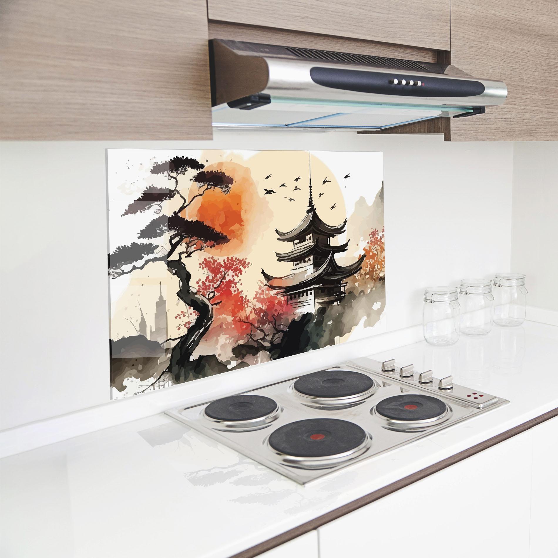 Panou Sticla Bucatarie Asiatic Beautiful View mockup 8