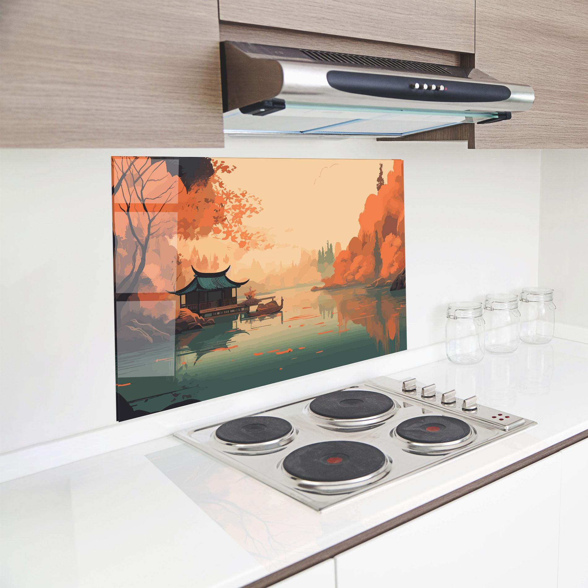 Panou Sticla Bucatarie Asiatic Lake mockup 8