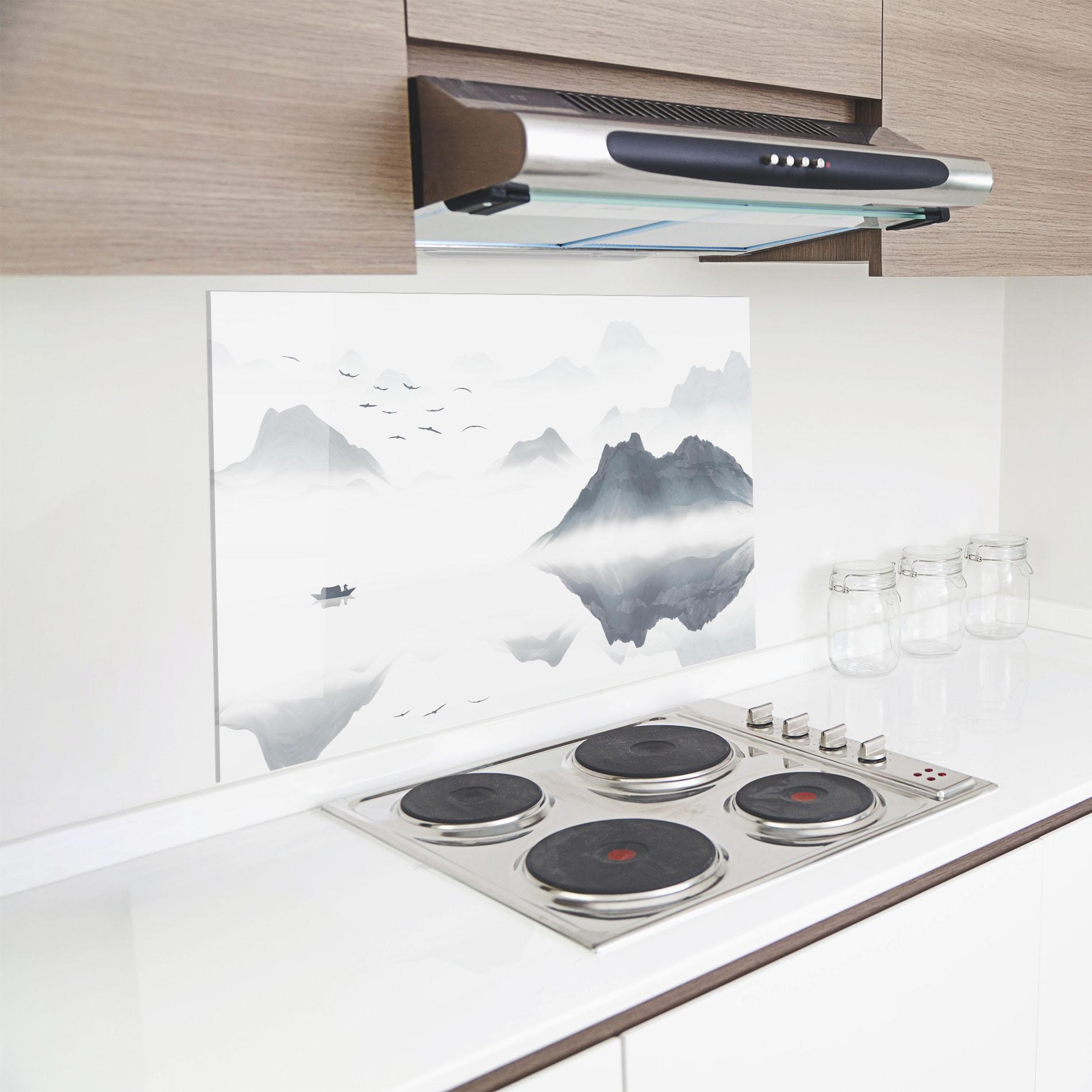 Panou Sticla Bucatarie Chinese Style Mountains mockup 8