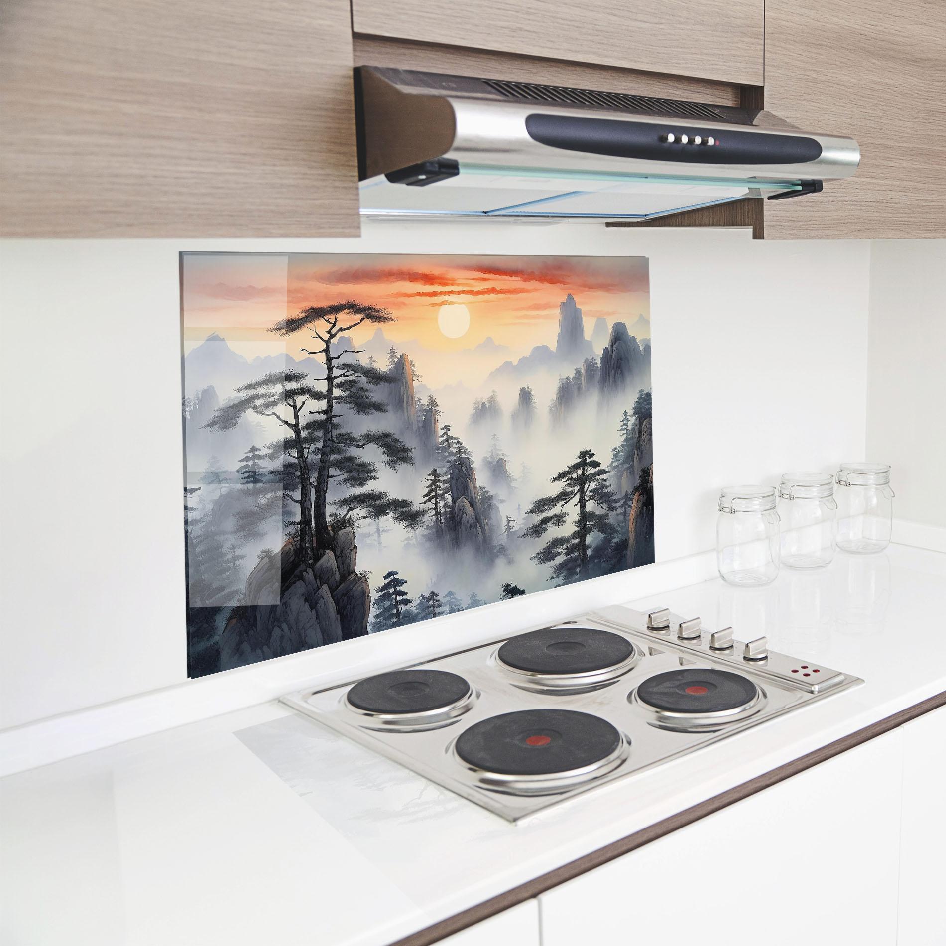 Panou Sticla Bucatarie Fog Trees mockup 8