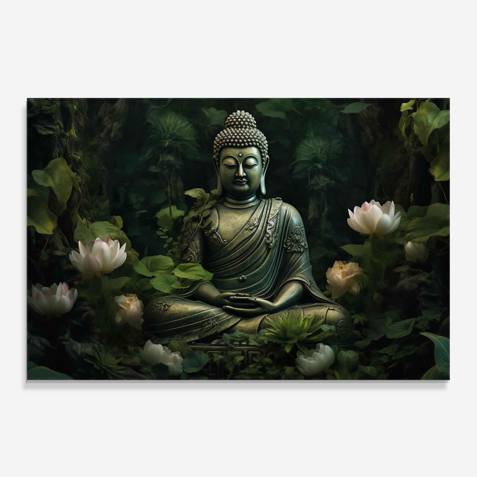 Panou Sticla Bucatarie Buddha Lotus Flower mockup 0