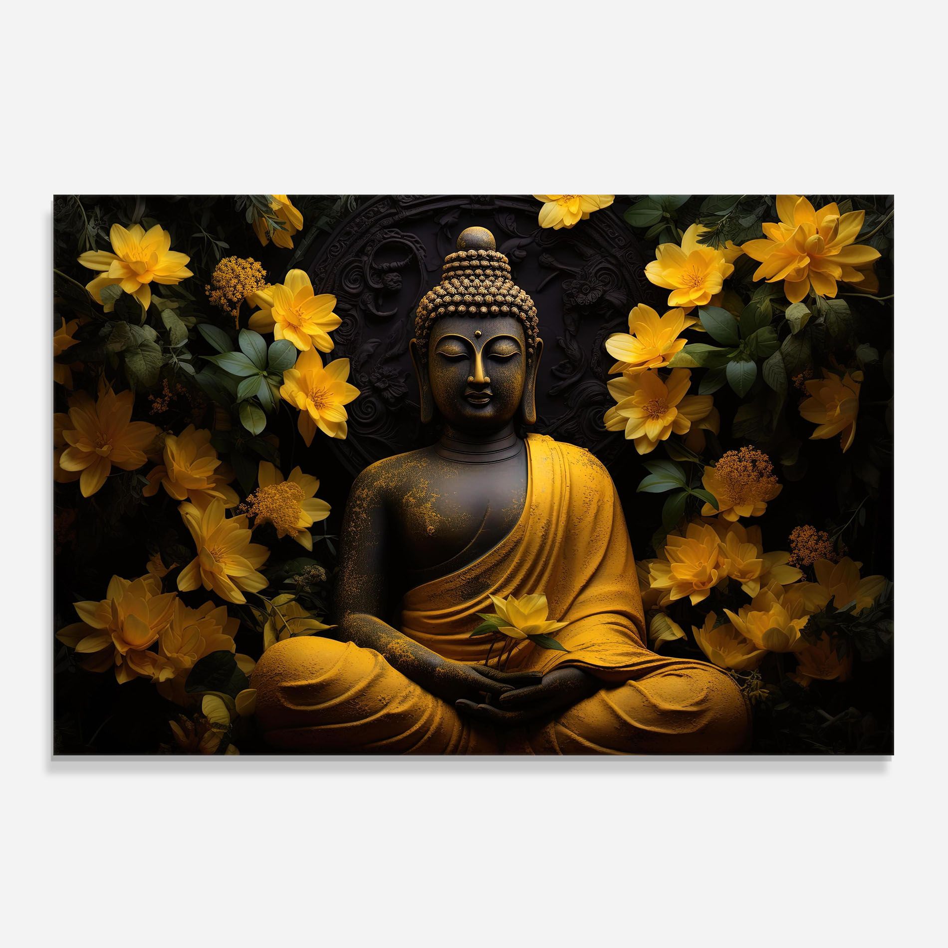 Buddha Yellow Statue mockup 0