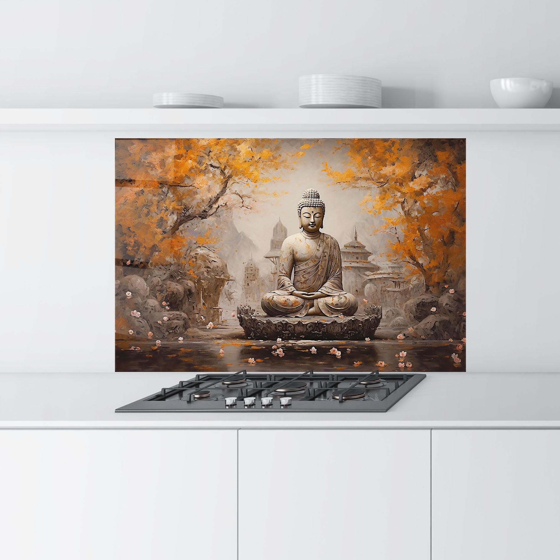 Panou Sticla Bucatarie Beautiful Buddha Art mockup 9