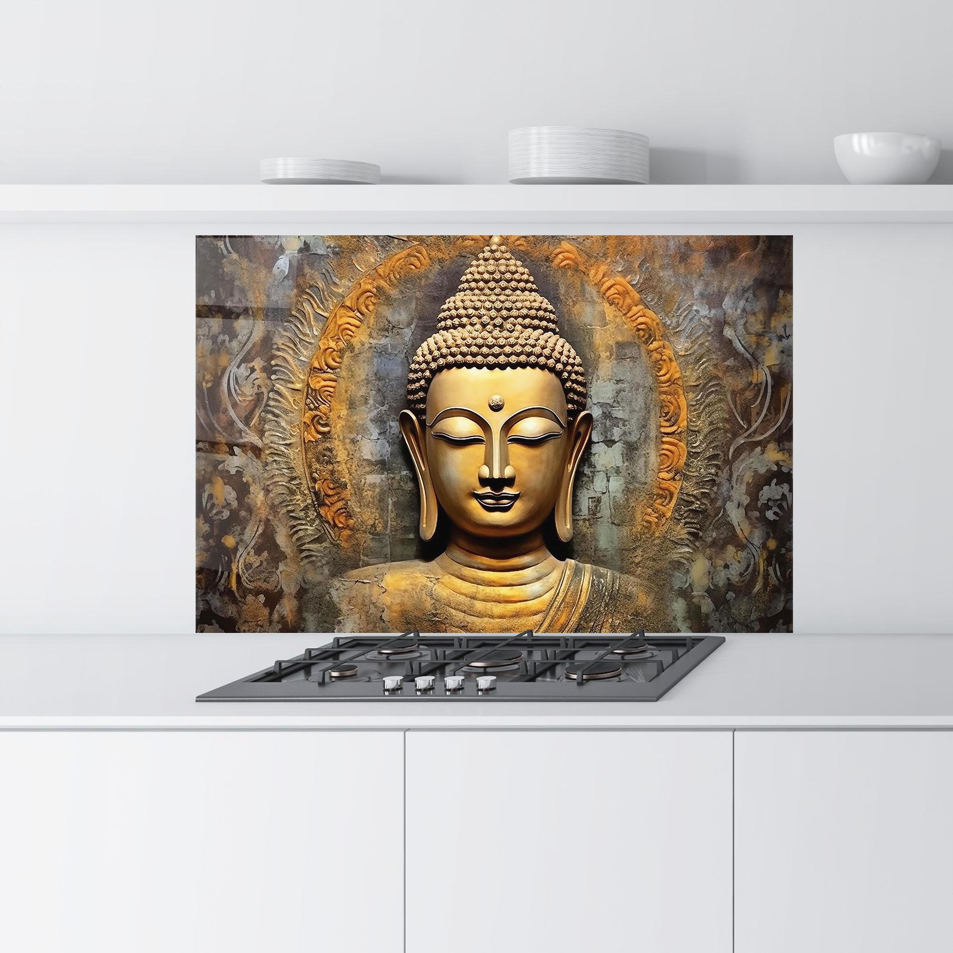 Panou Sticla Bucatarie Buddha 3d Head mockup 9