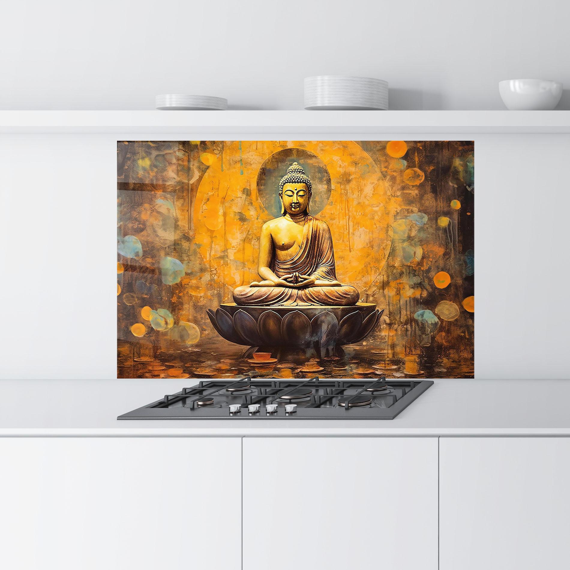 Panou Sticla Bucatarie Buddha Floating Art mockup 9