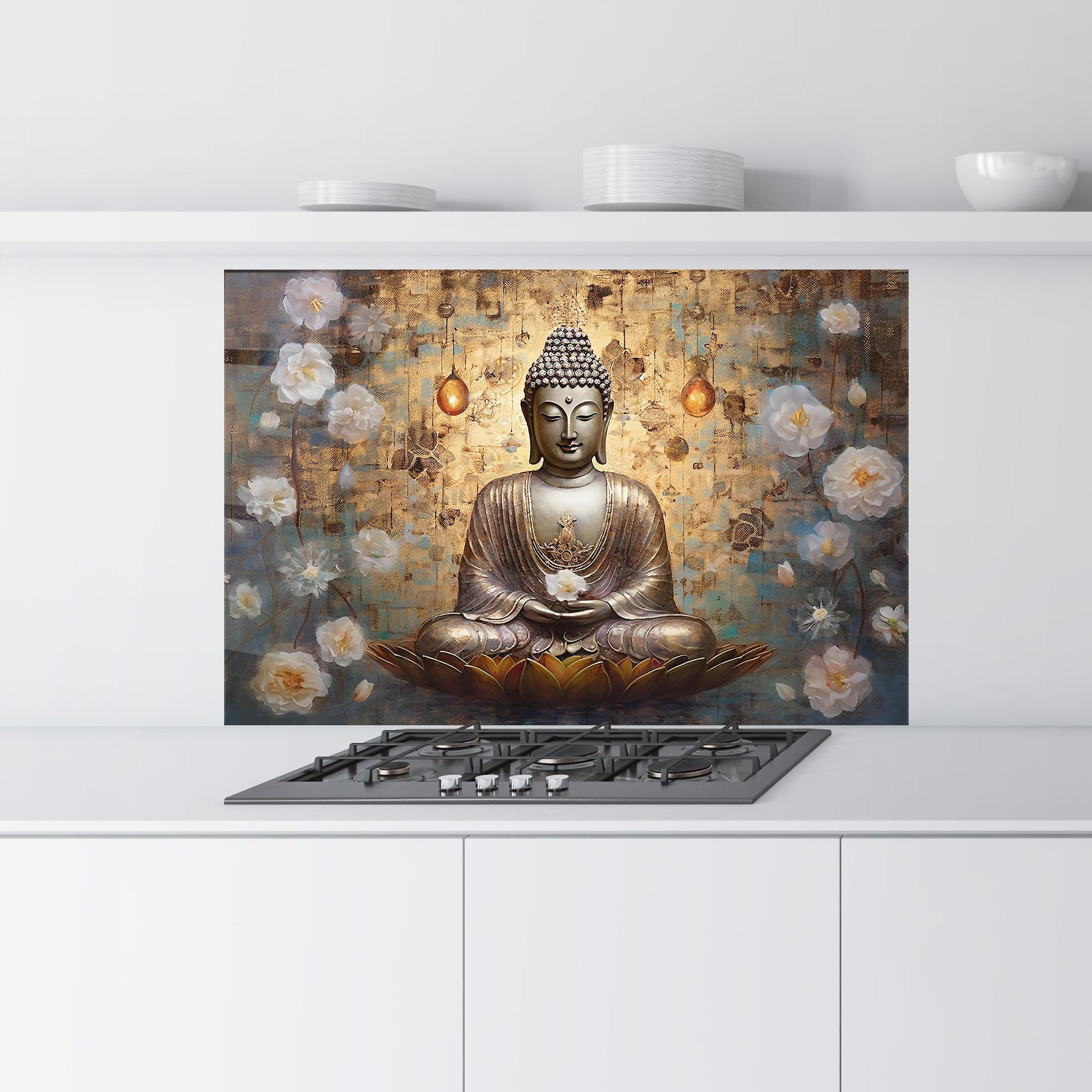 Panou Sticla Bucatarie Buddha Meditation Art mockup 9