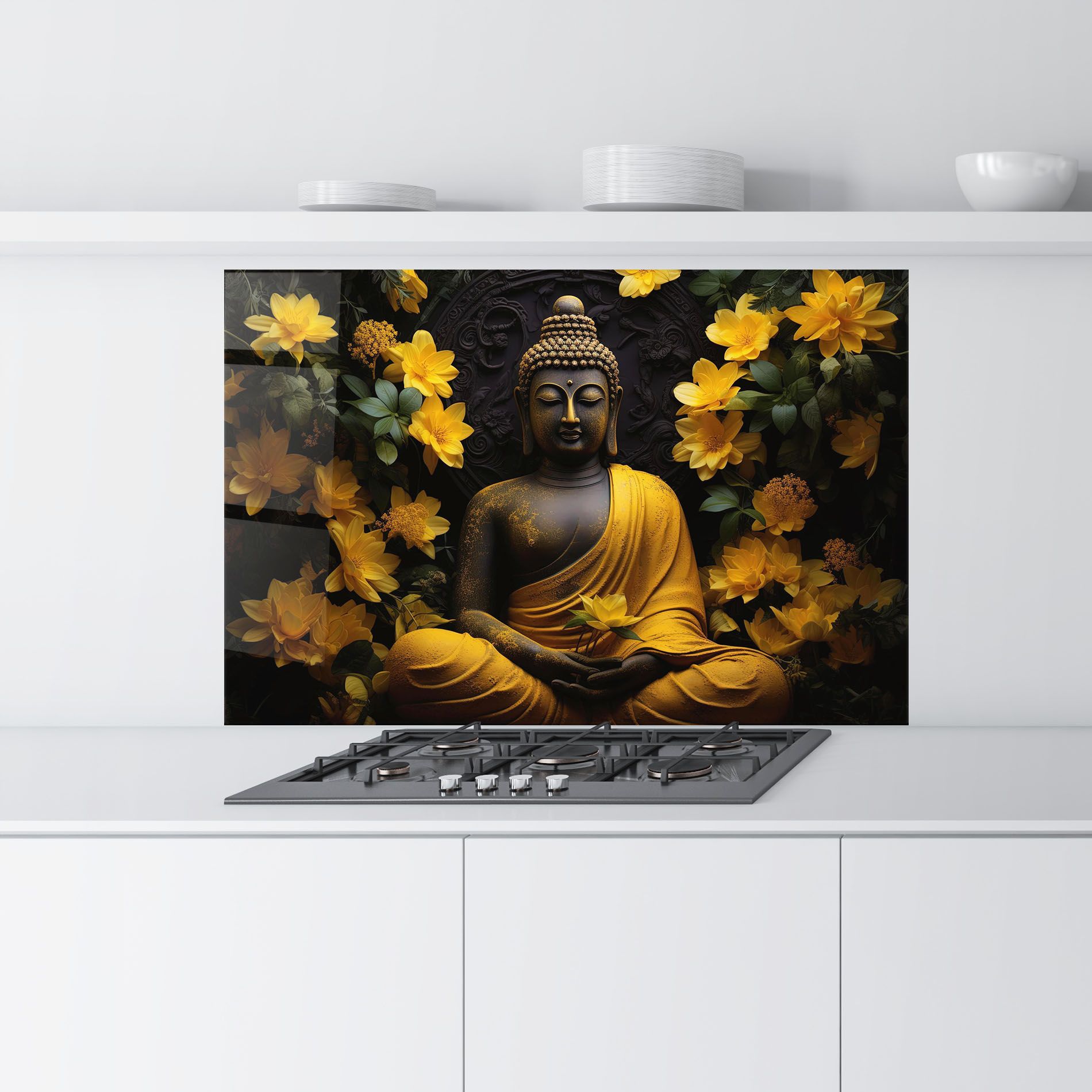 Buddha Yellow Statue mockup 9