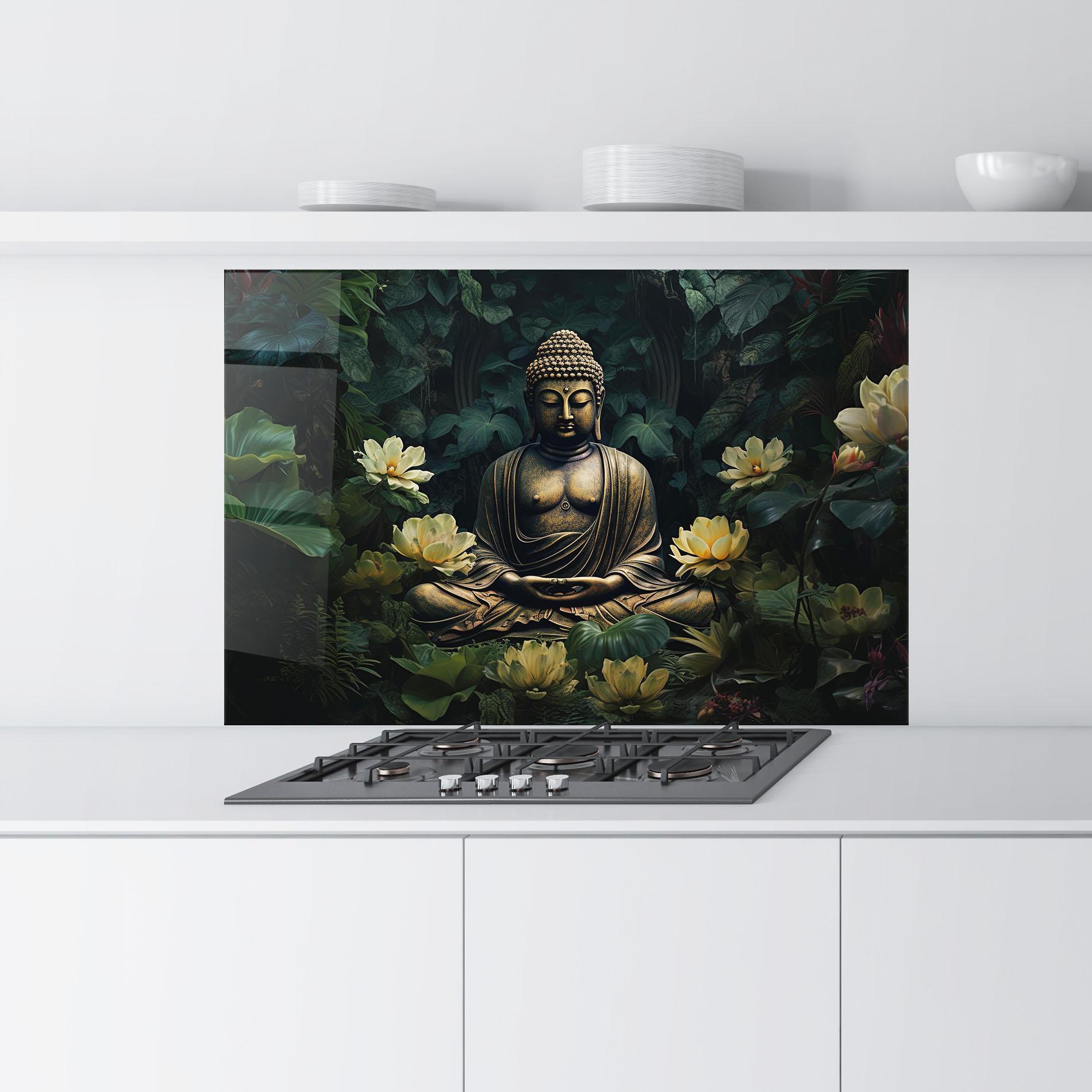 Panou Sticla Bucatarie Calm Buddha Art mockup 9