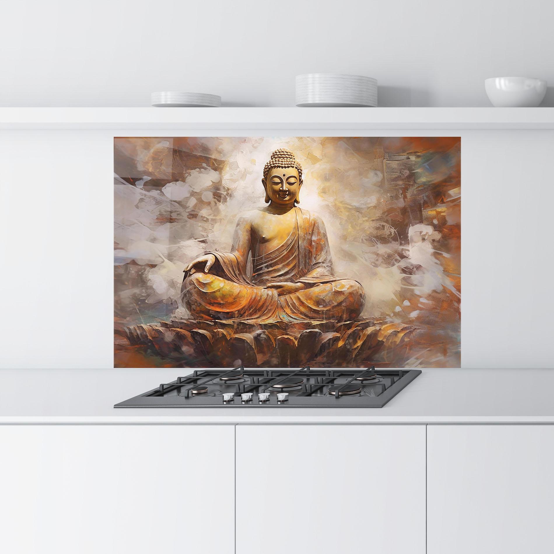 Panou Sticla Bucatarie Cream Orange Buddha mockup 9