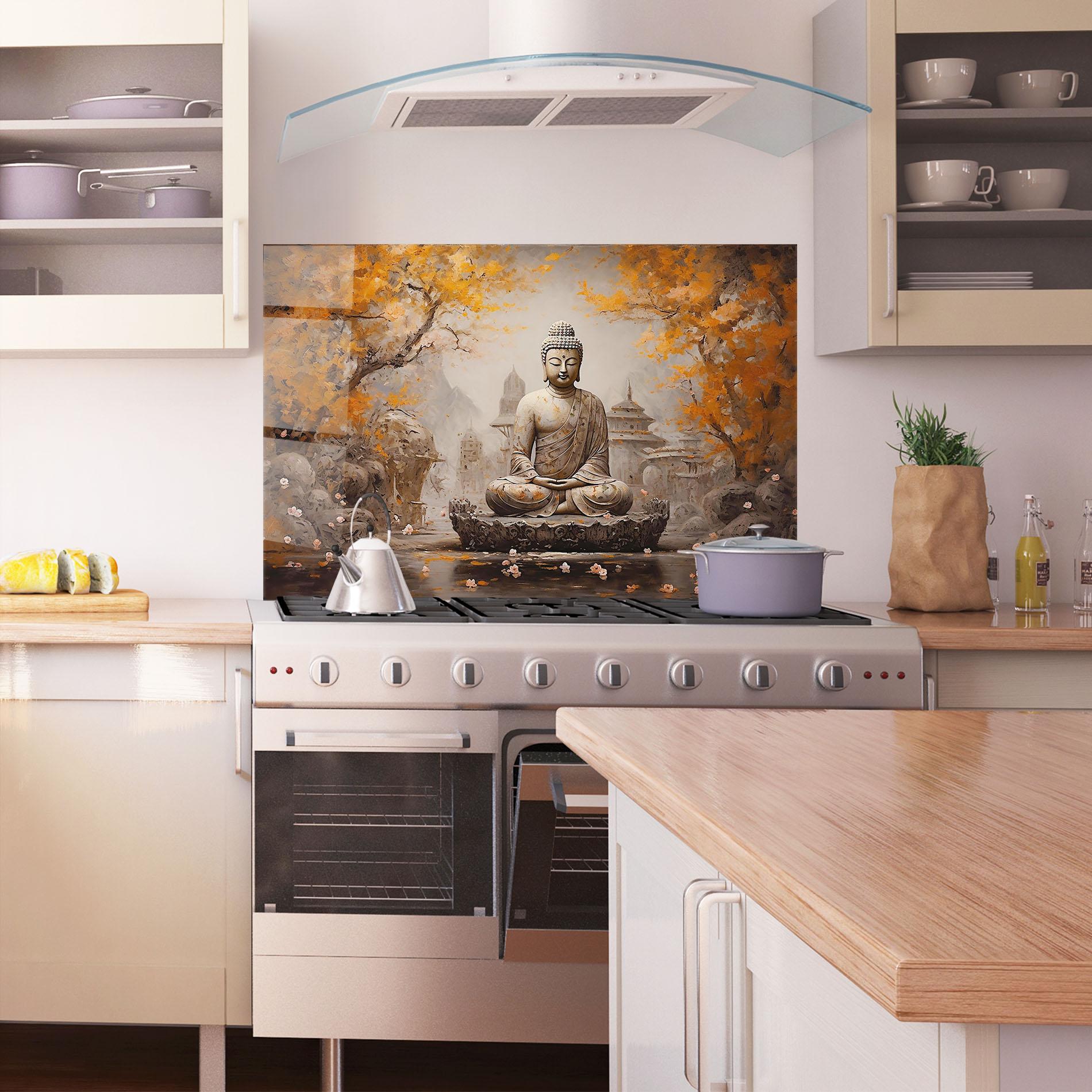 Panou Sticla Bucatarie Beautiful Buddha Art mockup 1