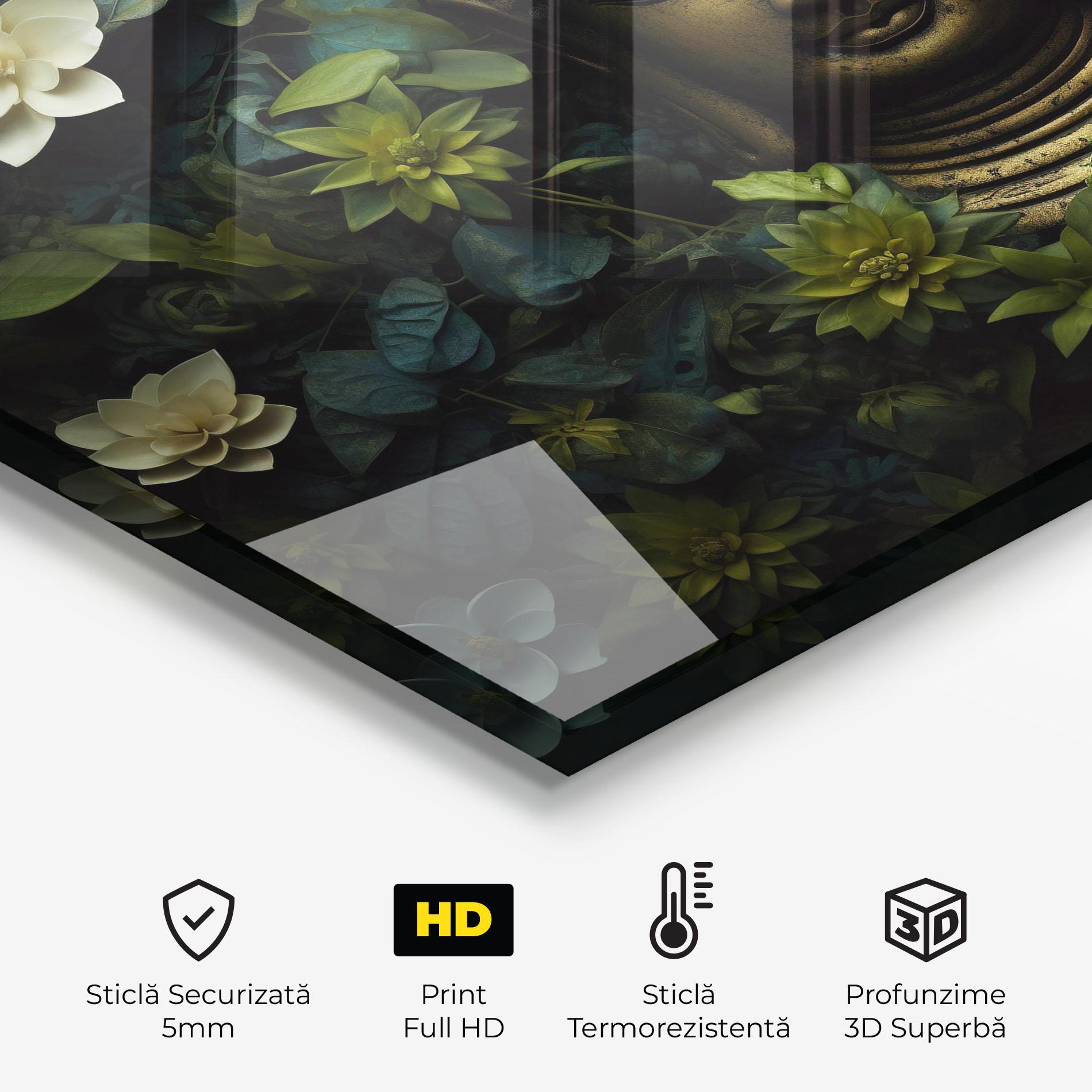 Panou Sticla Bucatarie Lotus Flower Buddha mockup 2
