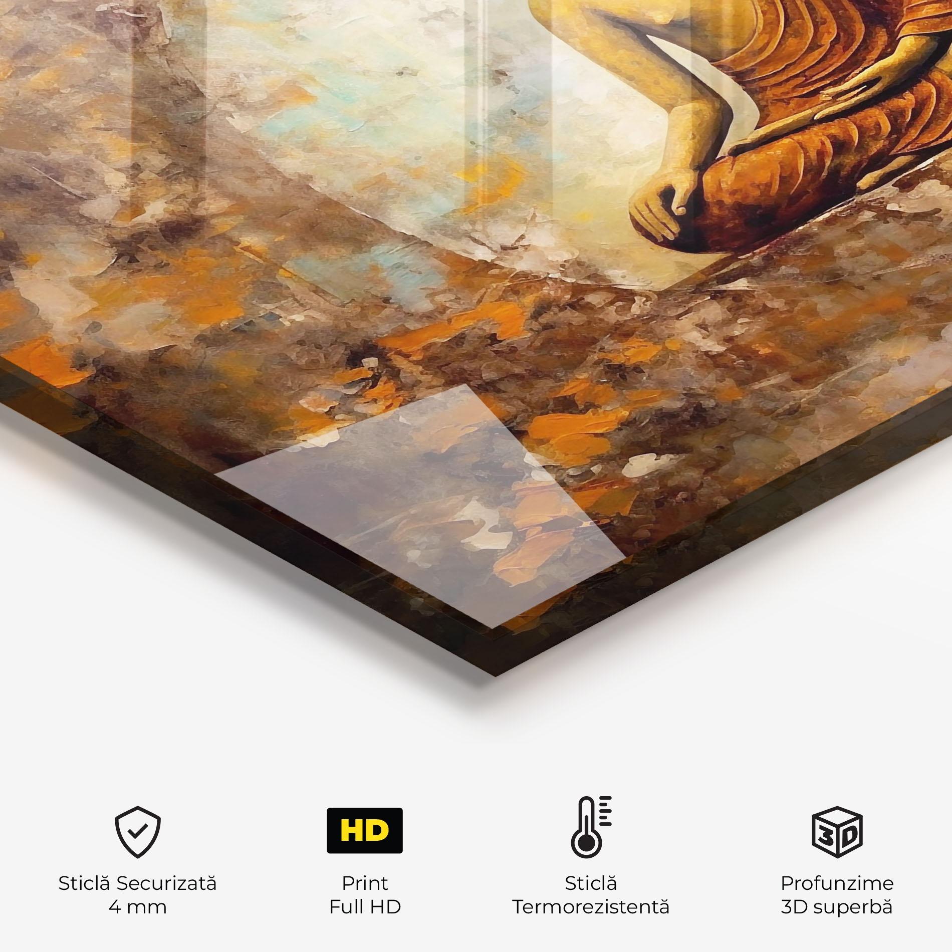 Panou Sticla Bucatarie Blue Circle Buddha mockup 2