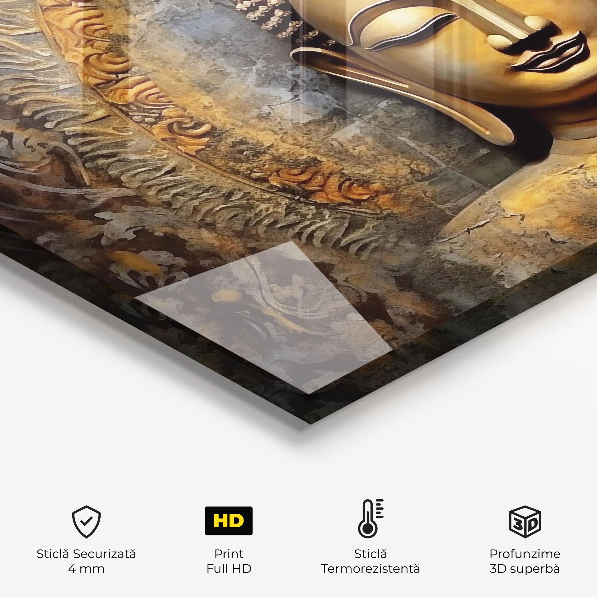 Panou Sticla Bucatarie Buddha 3d Head mockup 2
