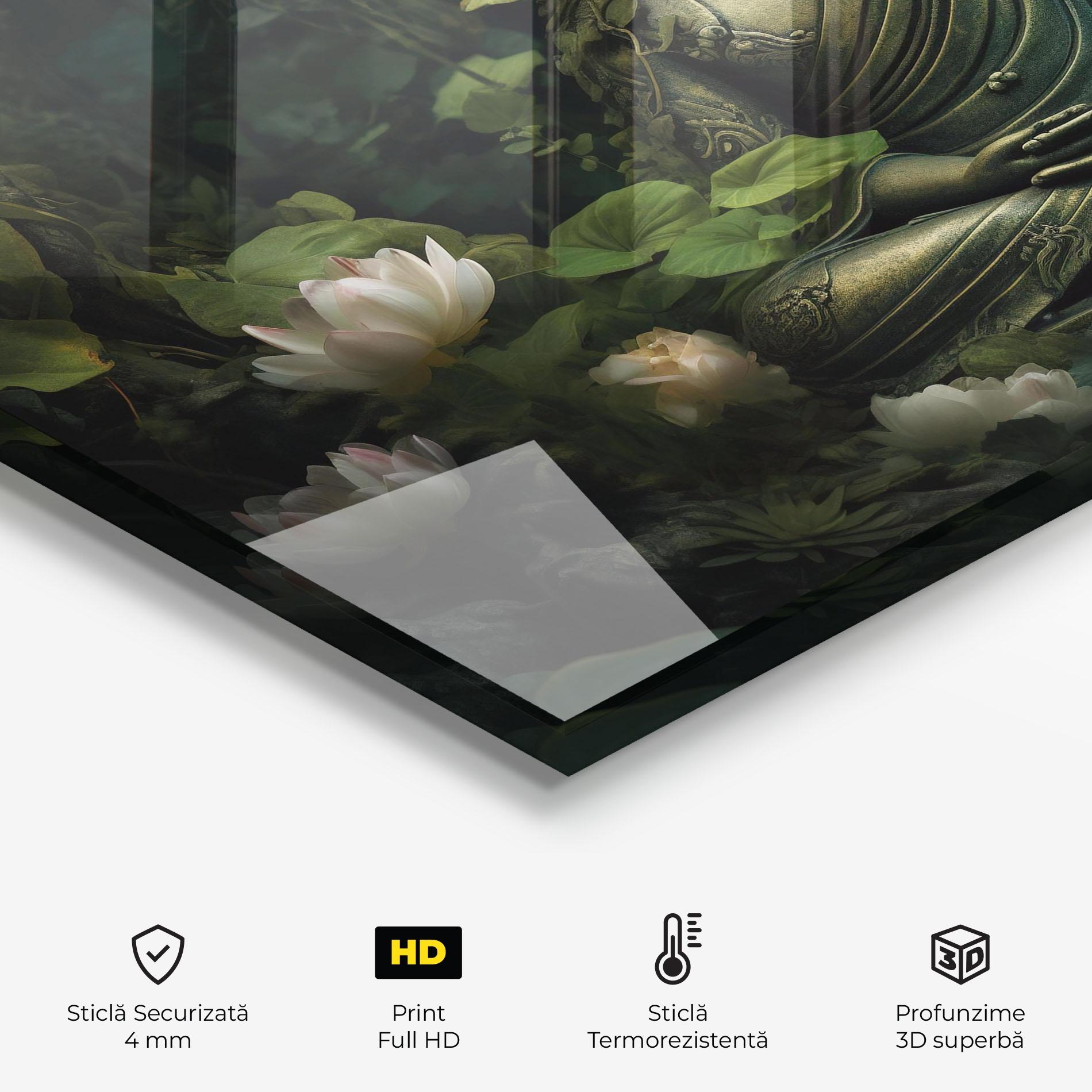 Panou Sticla Bucatarie Buddha Lotus Flower mockup 2