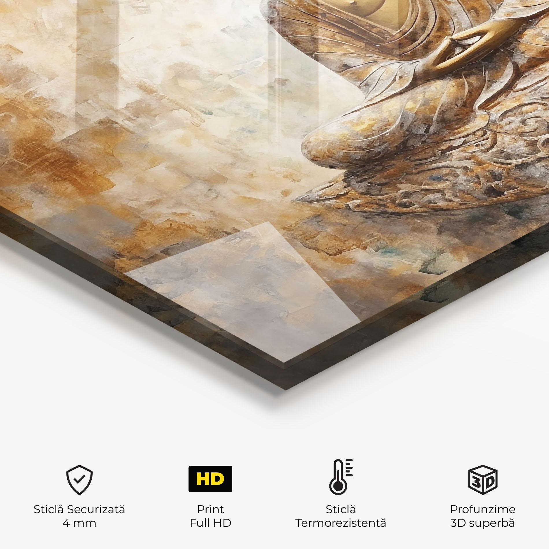 Panou Sticla Bucatarie Cream Buddha Art mockup 2