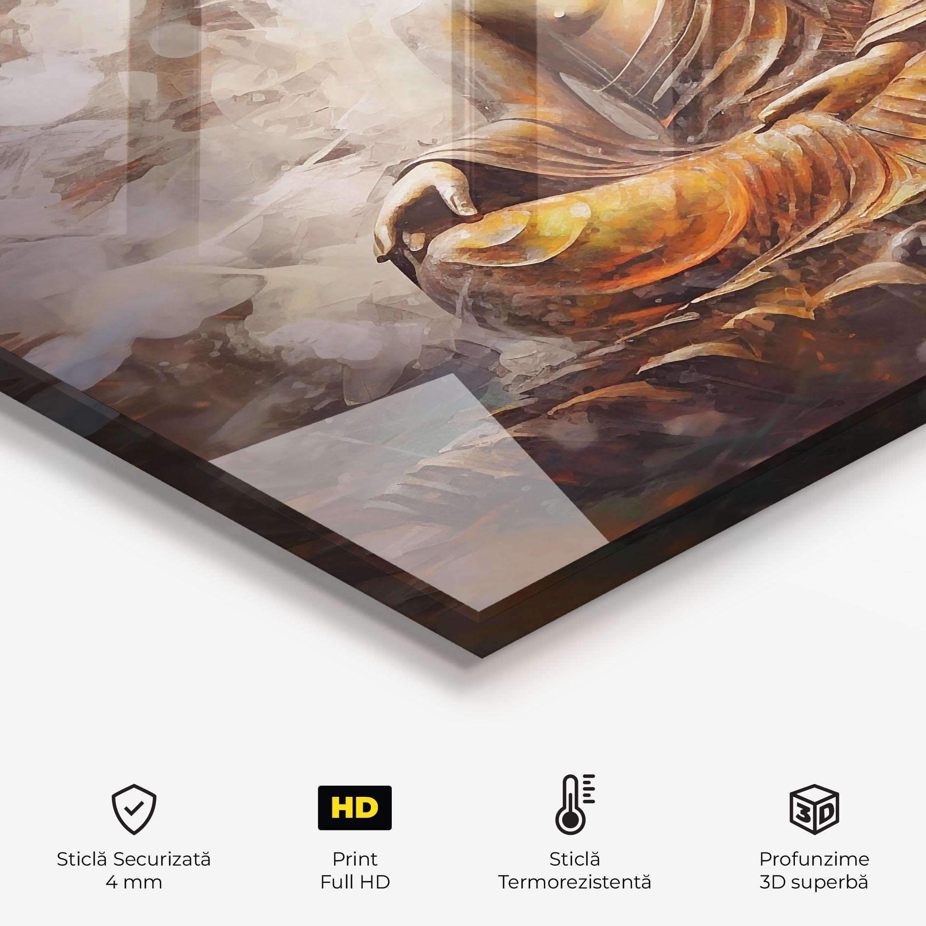 Panou Sticla Bucatarie Cream Orange Buddha mockup 2