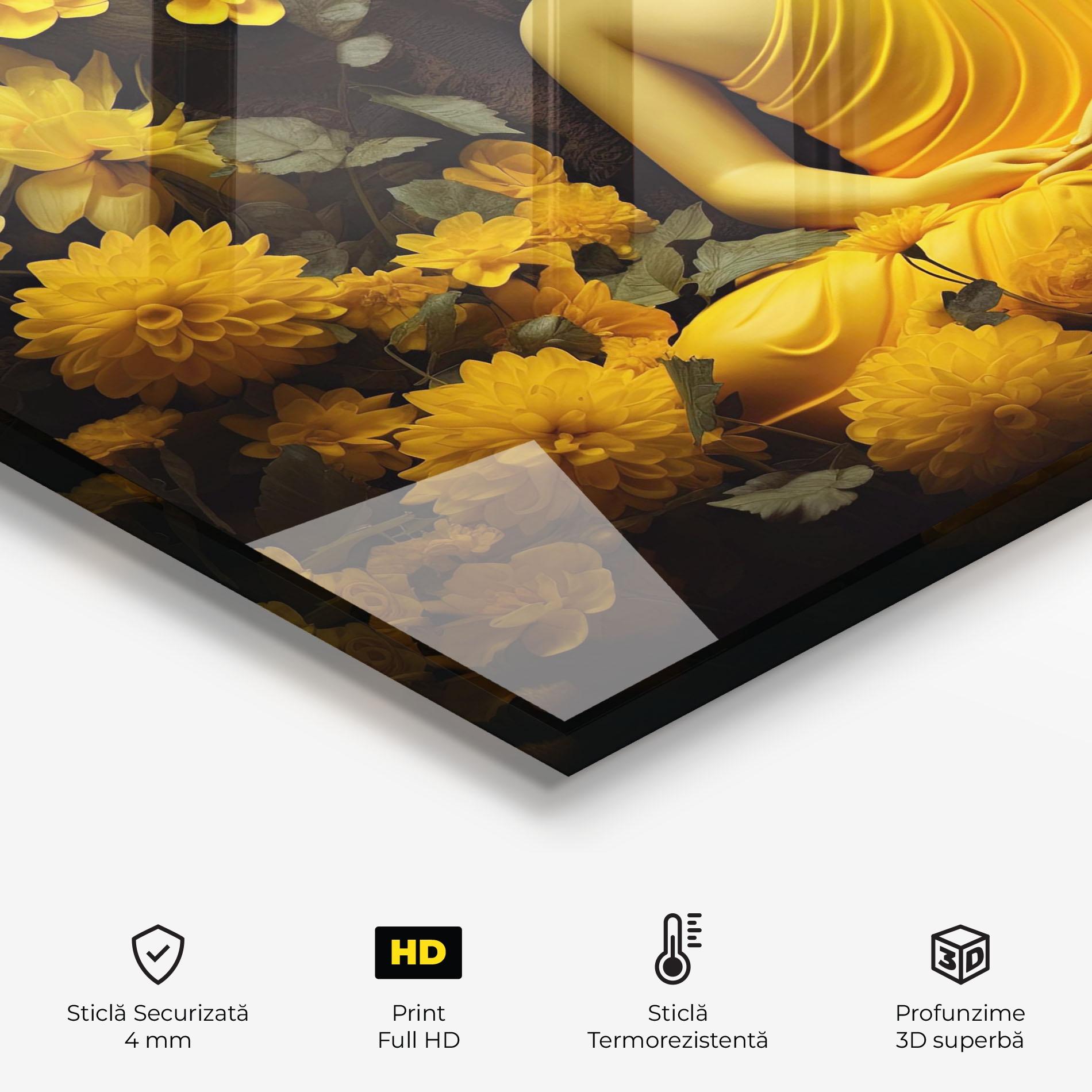 Panou Sticla Bucatarie Light Yellow Buddha mockup 2