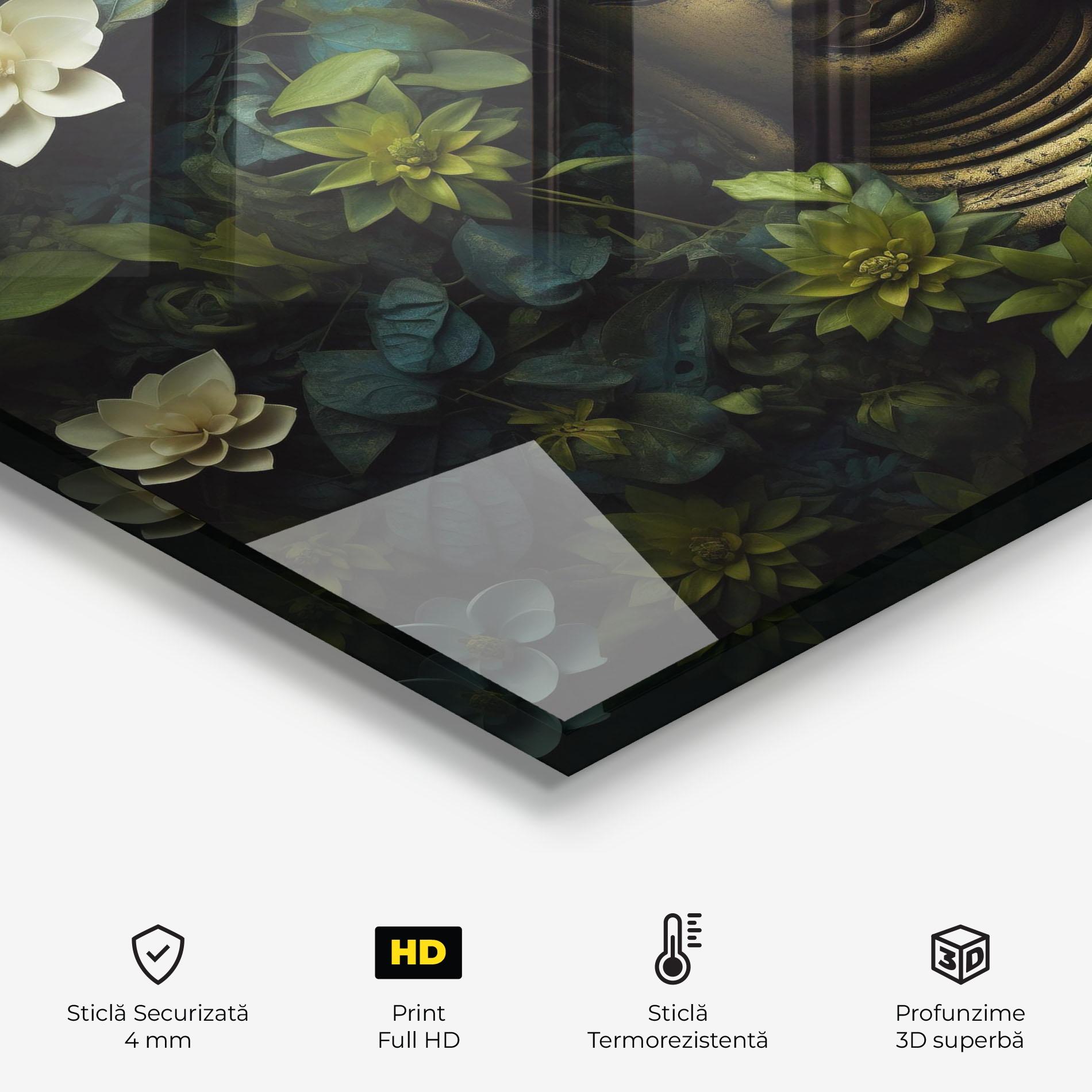 Panou Sticla Bucatarie Lotus Flower Buddha mockup 2