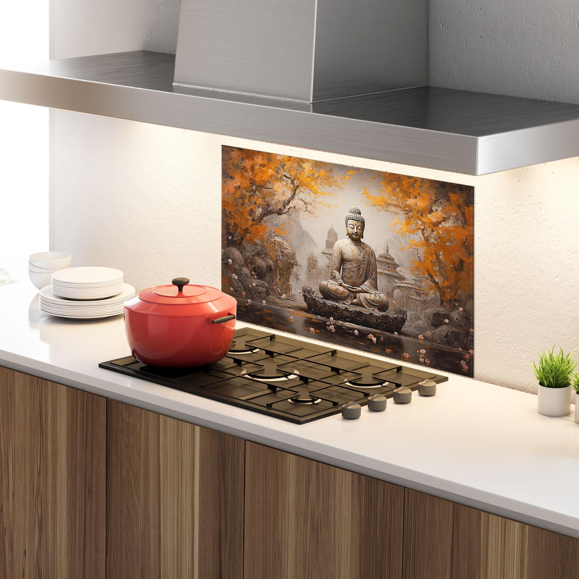 Panou Sticla Bucatarie Beautiful Buddha Art mockup 4
