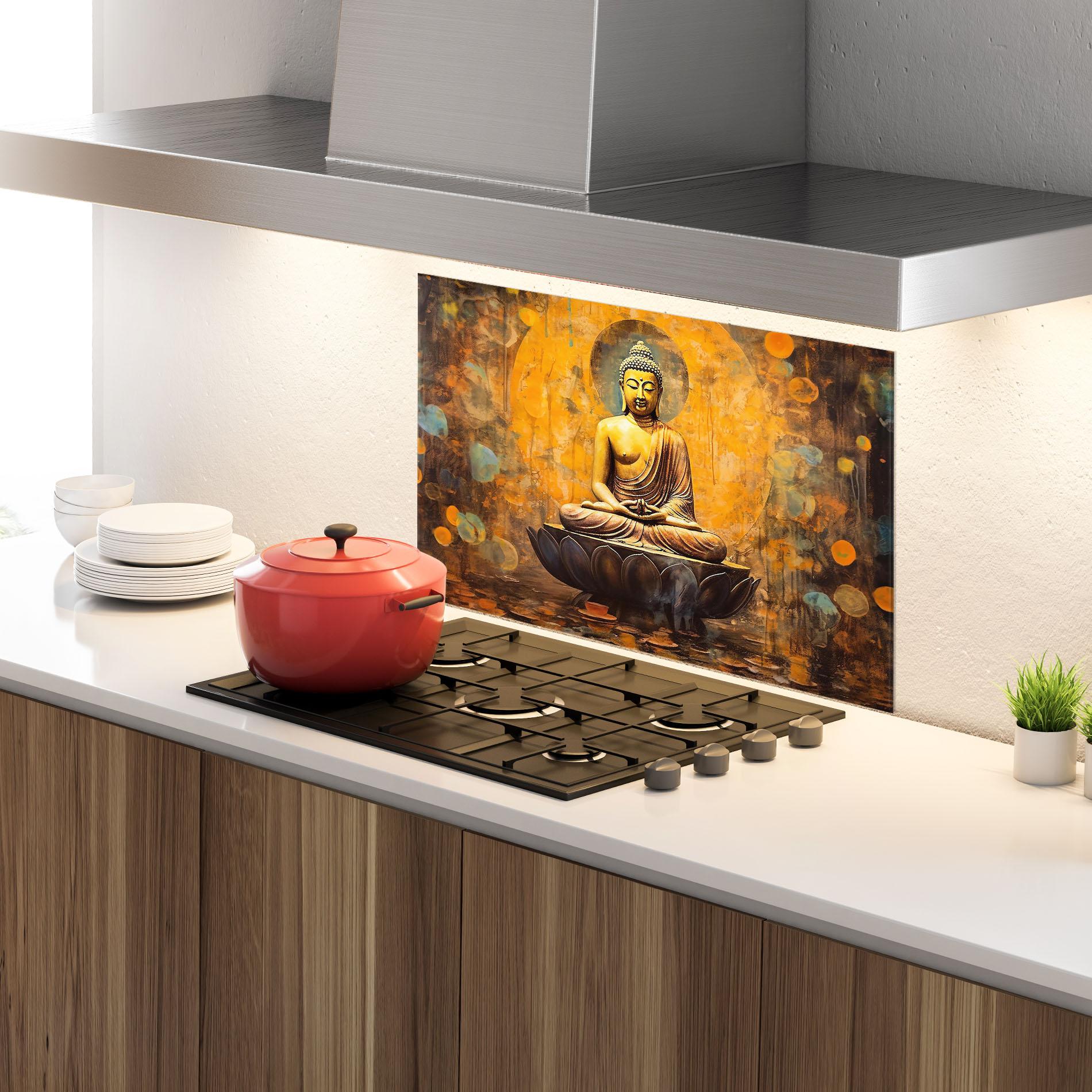 Panou Sticla Bucatarie Buddha Floating Art mockup 4