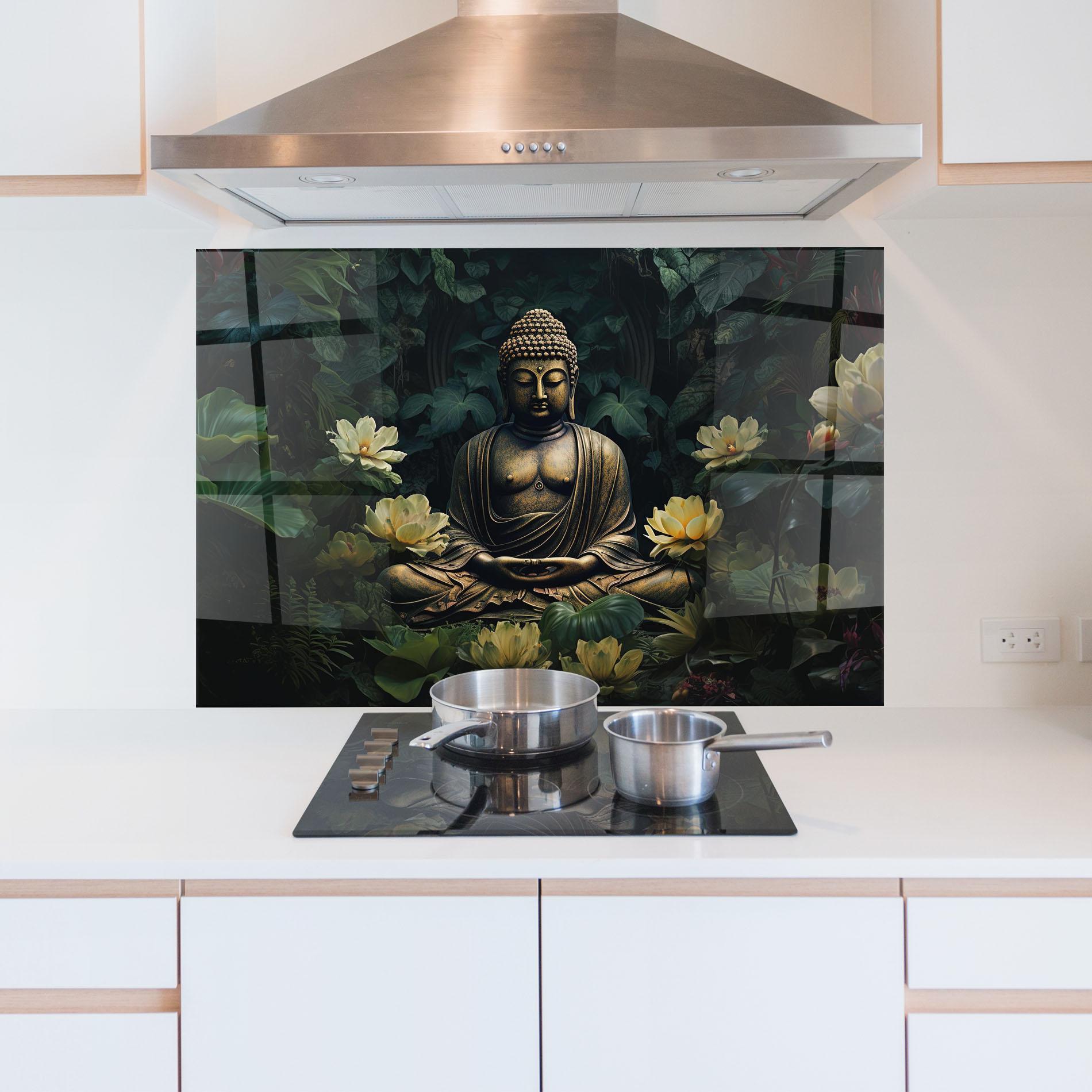 Panou Sticla Bucatarie Calm Buddha Art mockup 5